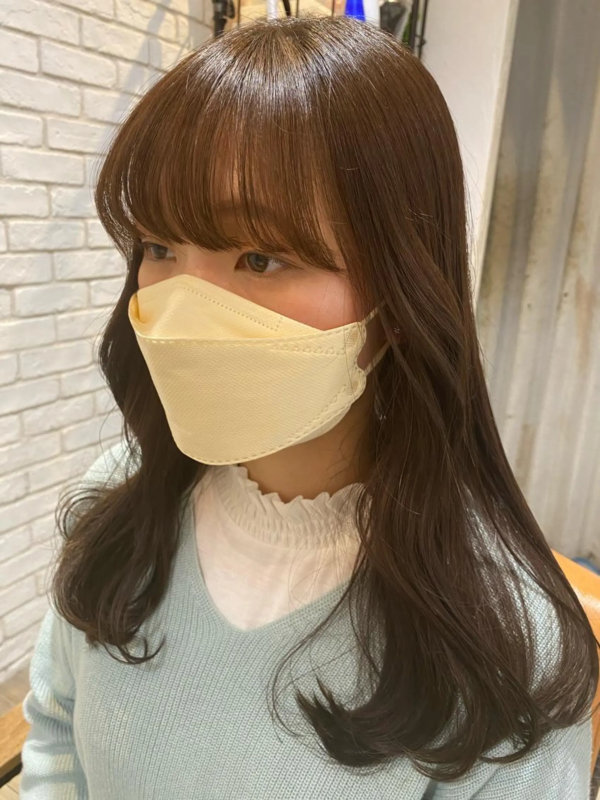 ロング カラー グレージュ オリーブグレージュ オリーブグレー 縮毛矯正 Keshiki大名 安部 真輝のヘアスタイル