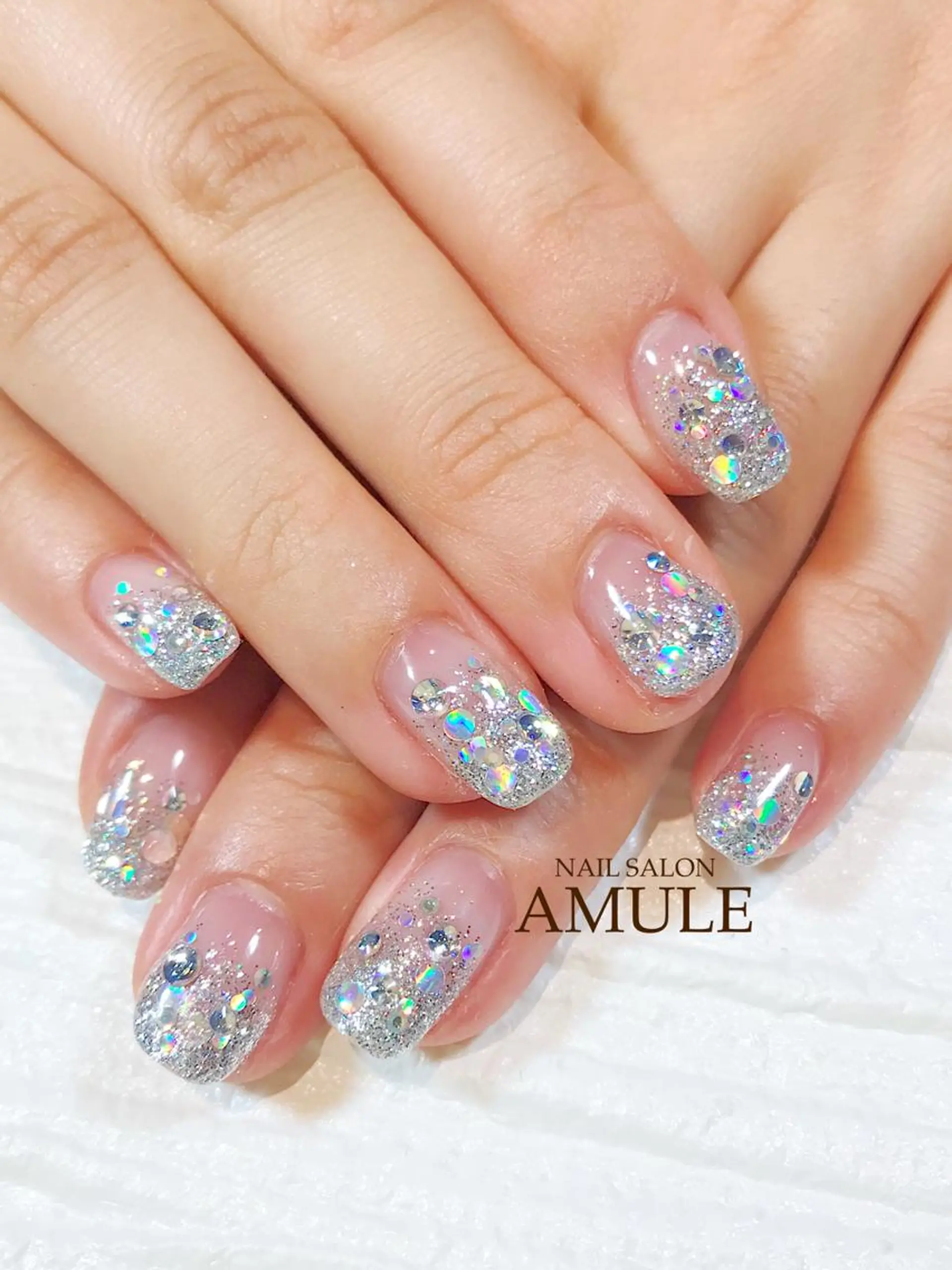 ネイル ホログラムネイル キラキラネイル ラメ(グリッター) ストーンネイル ハンドネイル NAILSALON AMULEのネイルデザイン