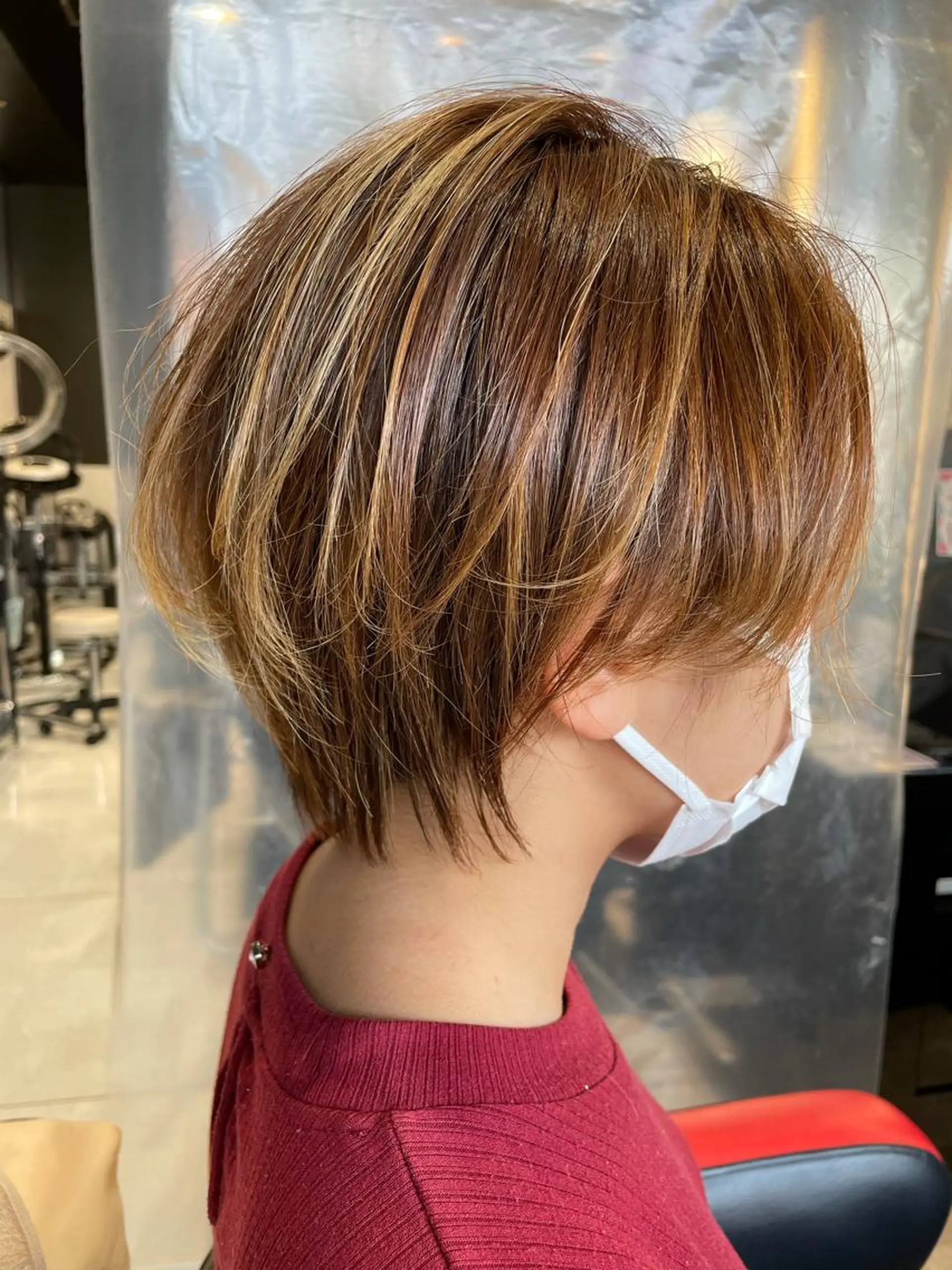 ショート カラー ショートボブ ハイライトカラー ボブ ハイライト ショートヘア メンズヘア特化 崎田 成人のヘアスタイル