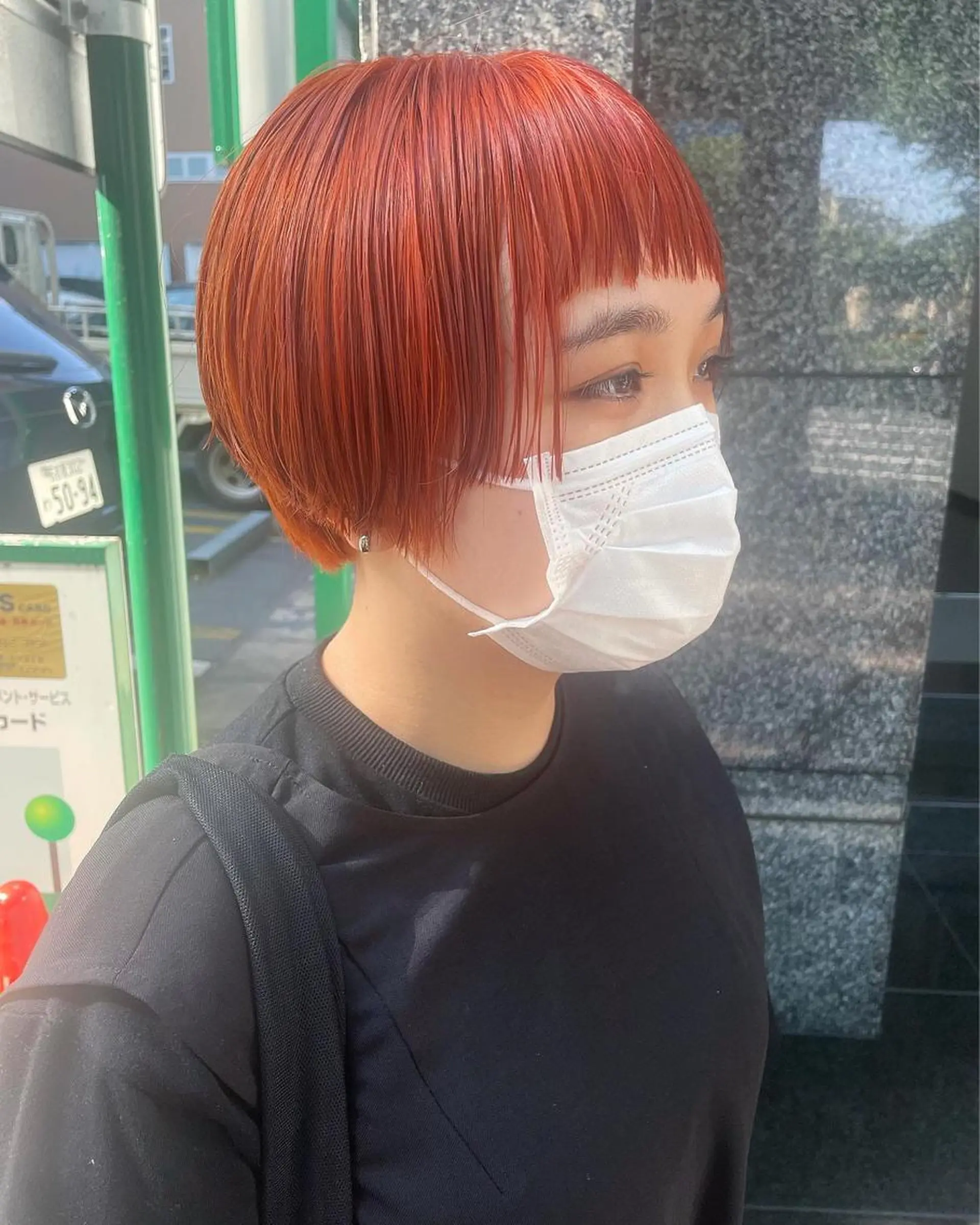 ショート カラー オレンジ ボブ カット ヘアカラー トリートメント ハイトーン/レイヤー /ケアブリーチ石川治のヘアスタイル