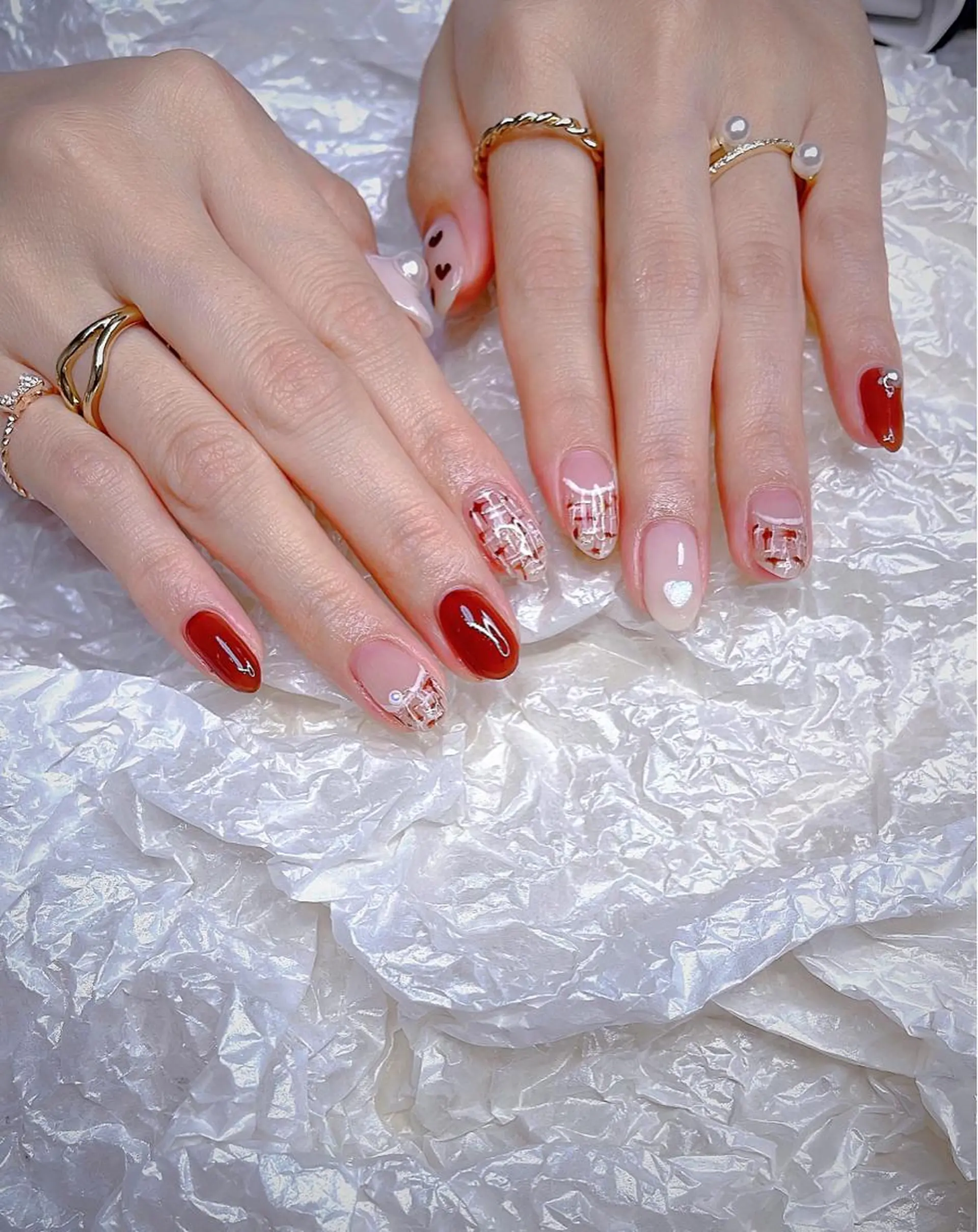 ミディアム 韓国風ヘア めぐみのネイルサロン スタッフ練習のネイルデザイン