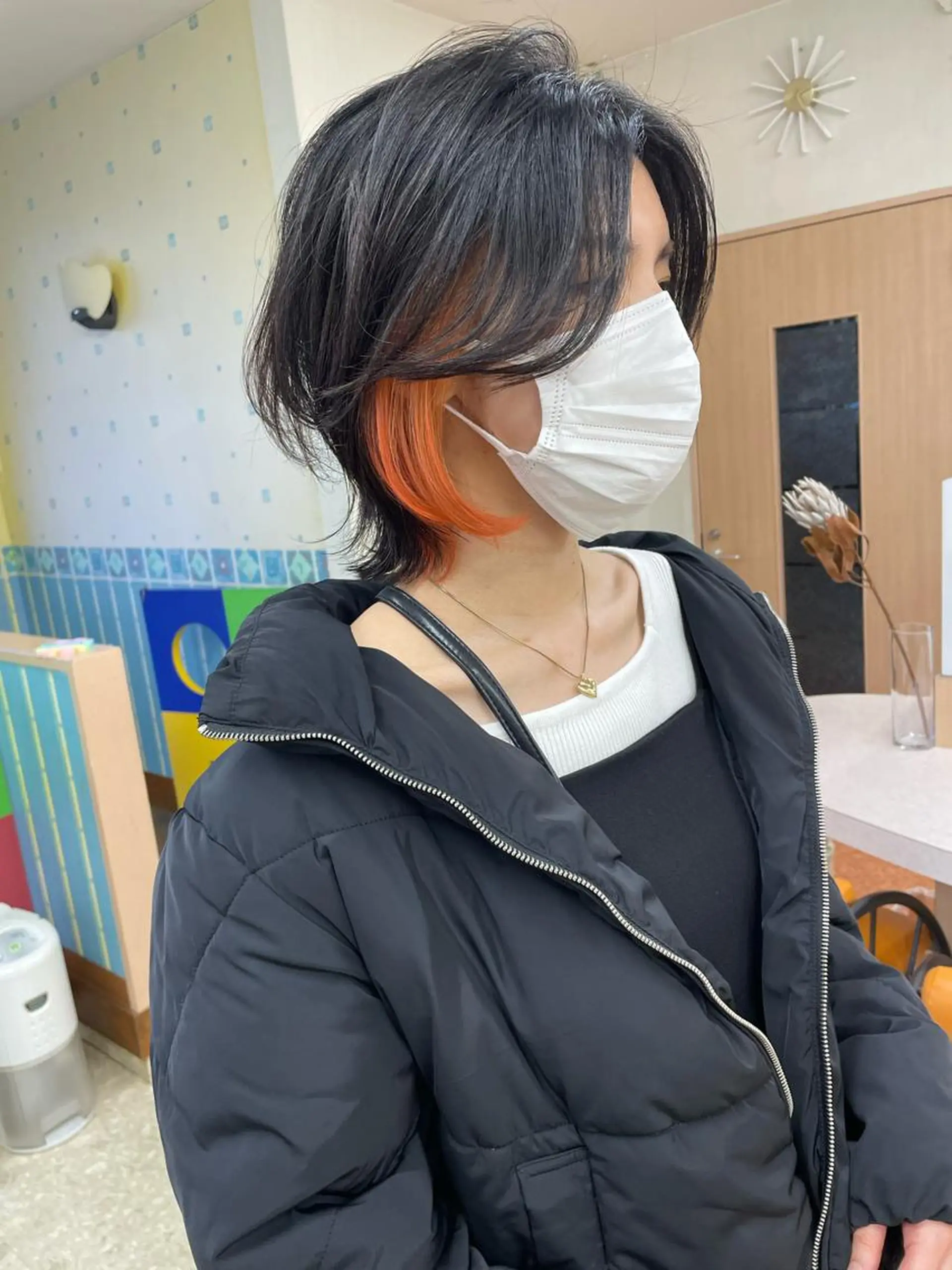 ミディアム カラー イヤリングカラー オレンジ River,Land所属・yui .のヘアスタイル