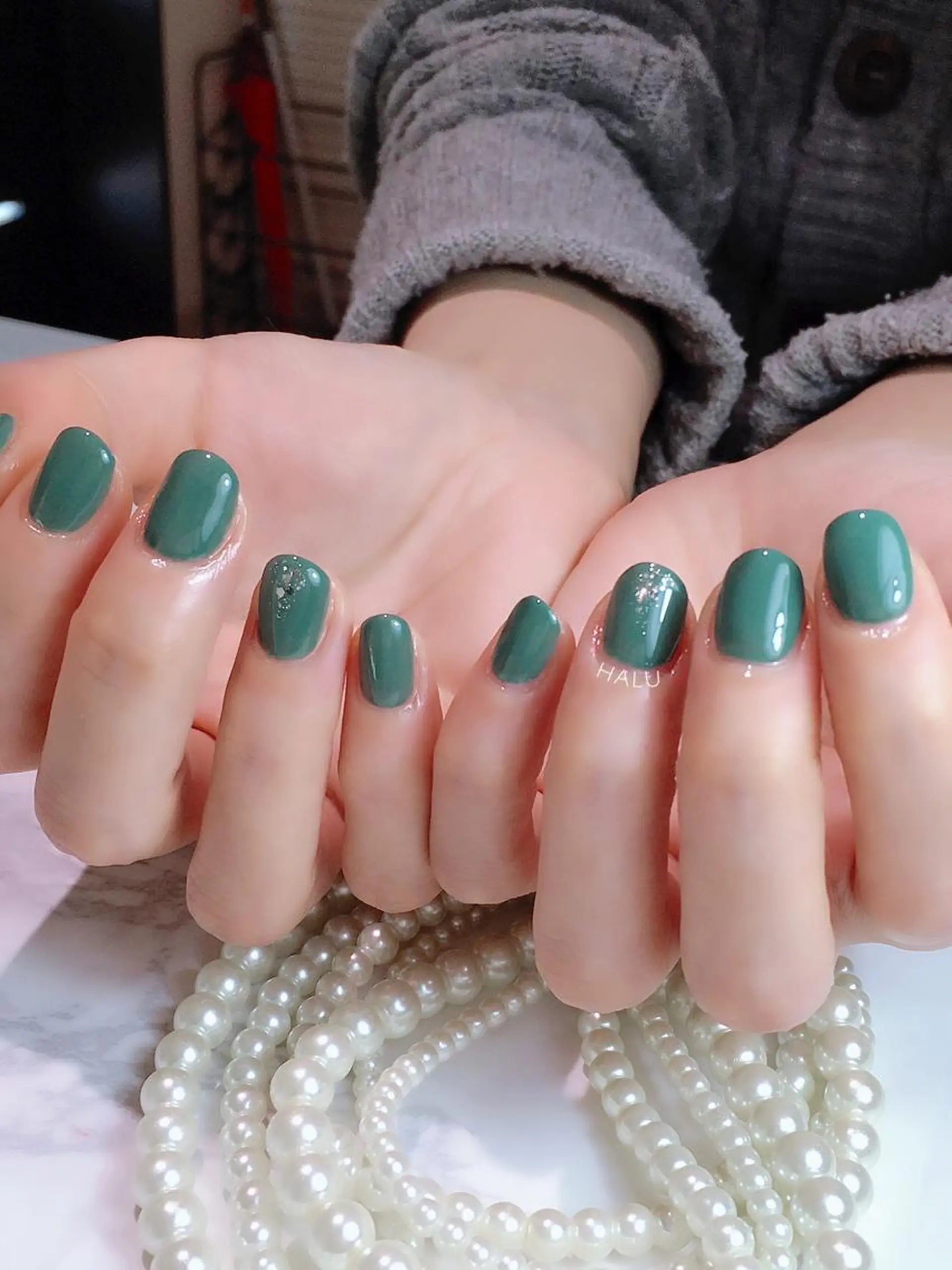 ネイル グリーン HALU ハルのネイルデザイン
