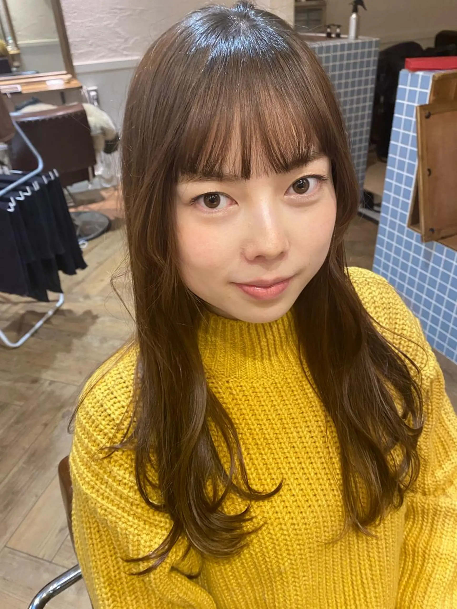 ロング 顔周りカット 縮毛矯正 saya/似合わせ /透明感カラーのヘアスタイル