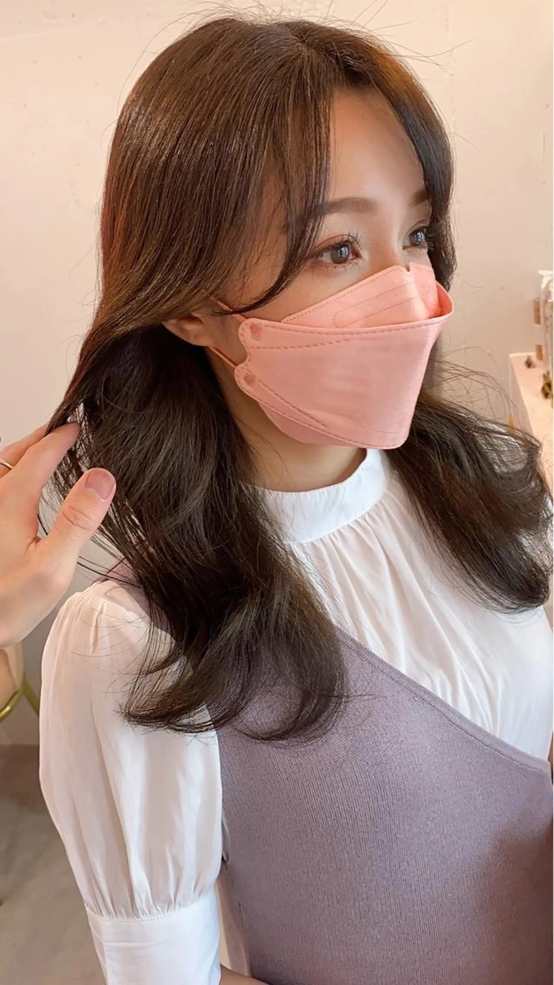 セミロング カラー シールエクステ セミロングパーマ ブリーチ ケアブリーチ ダブルカラー ヘアカラー トリートメント 新宿/韓国風レイヤー 髪質改善/渋谷直樹のヘアスタイル