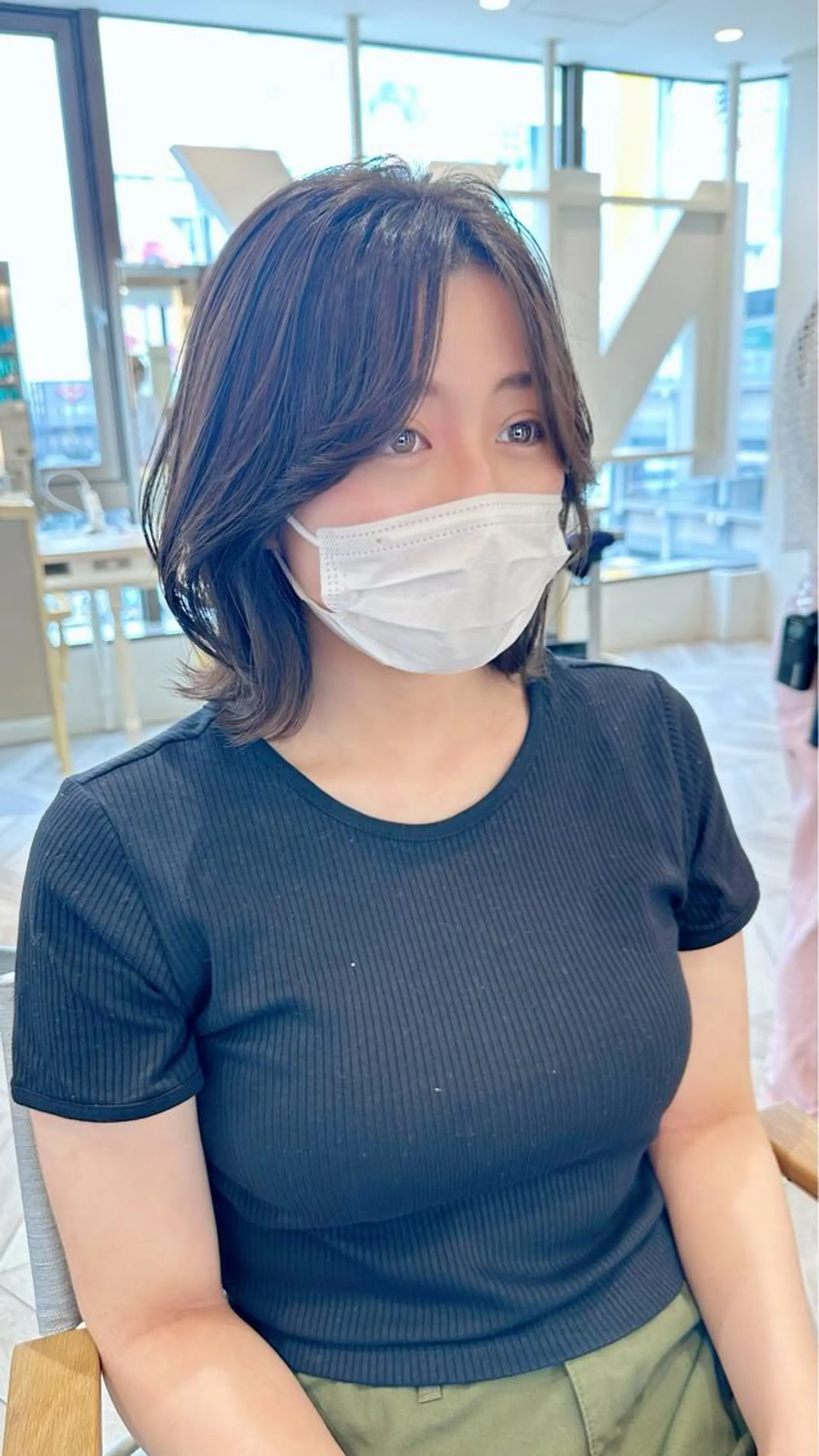 ミディアム カラー ブラウンカラー オリーブブラウン カット ヘアカラー トリートメント 小顔レイヤー/ ベージュ🤍Rieのヘアスタイル