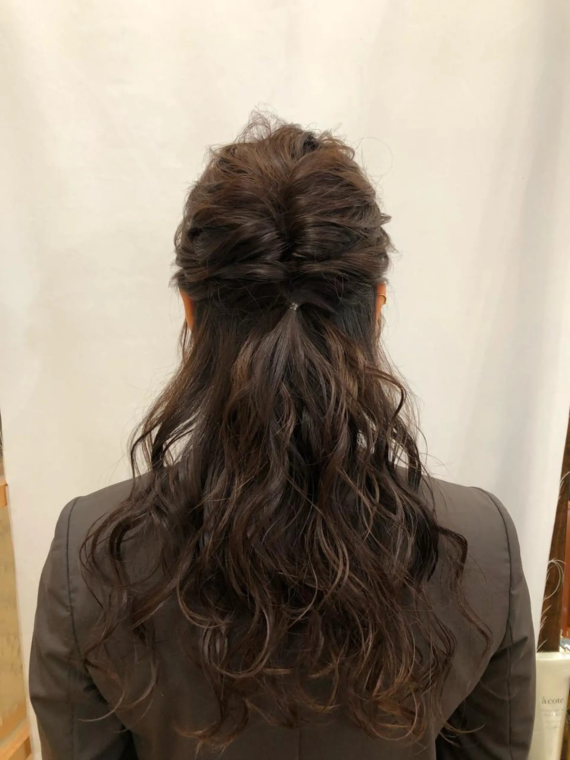 セミロング カラー パーマ ヘアアレンジ ハーフアップ 暖色ボブ 🍊rikakoのヘアスタイル