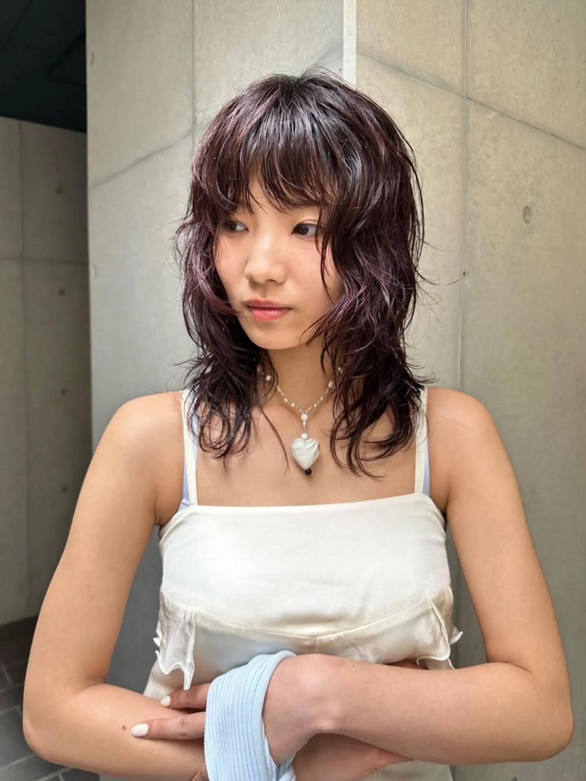 ミディアム カラー パーマ カット パーマ 似合わせウルフ/ レイヤー/山本祐輔のヘアスタイル