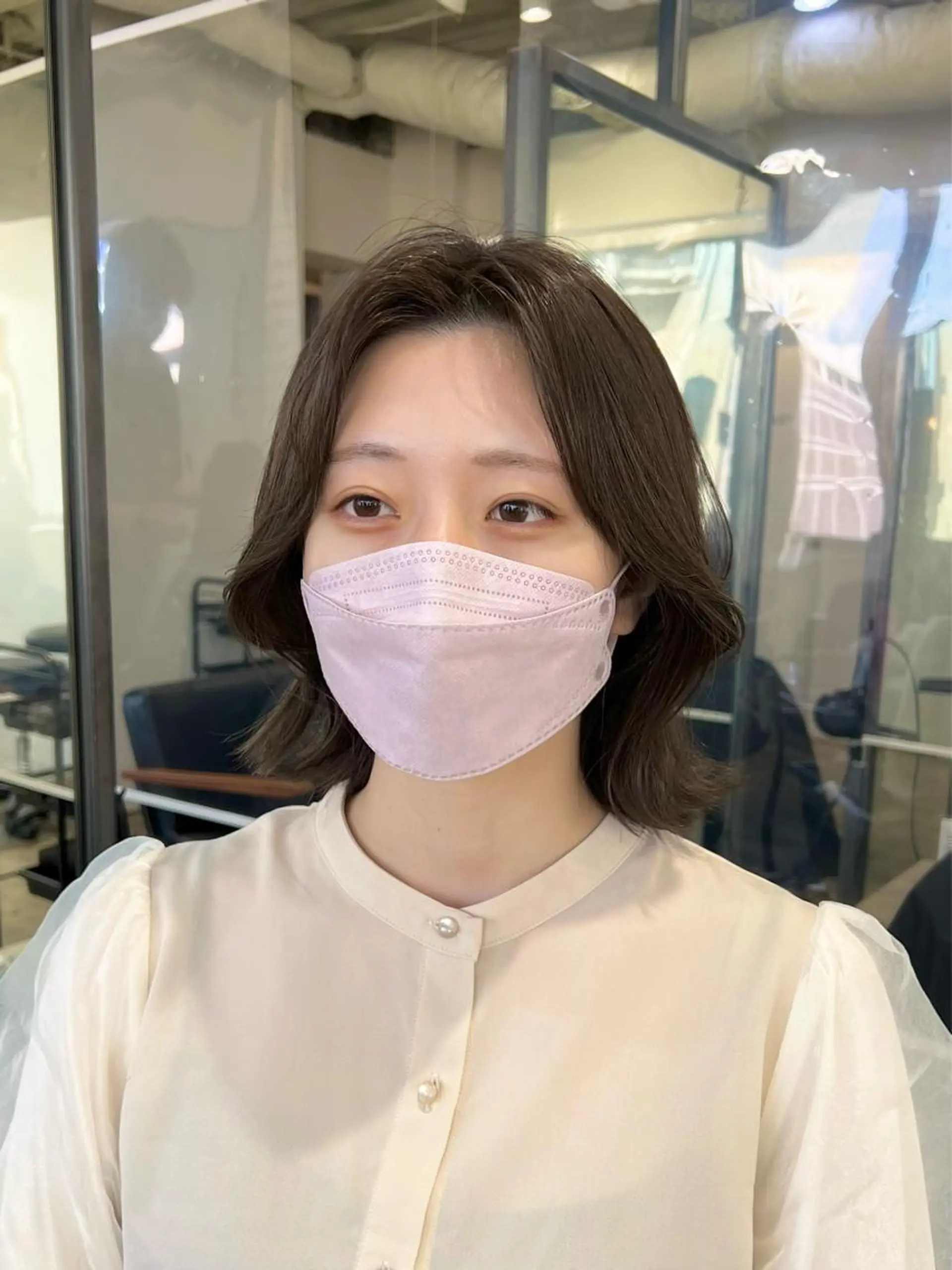 ミディアム カラー ベージュカラー オリーブベージュ くびれヘア カット ヘアカラー トリートメント 【韓国風くびれヘア】 joule小木曽輝のヘアスタイル