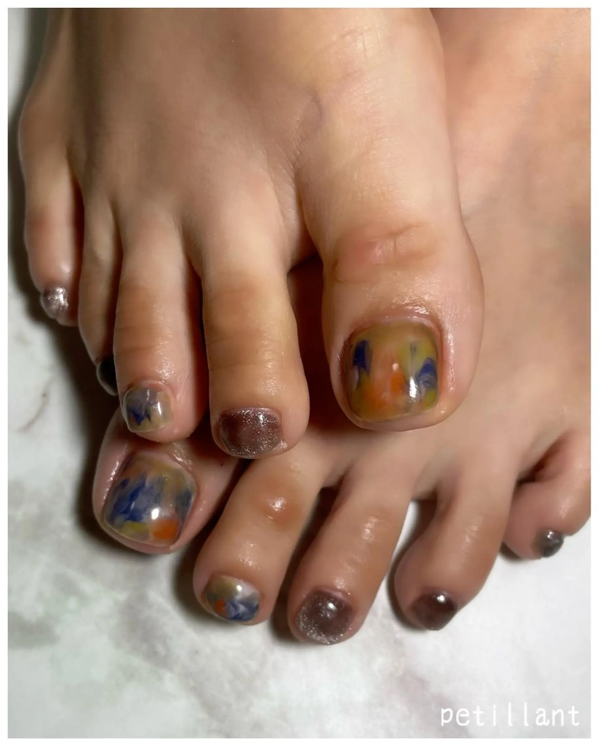 ネイル フットネイル マグネットネイル ニュアンスネイル nail salon petillantのネイルデザイン