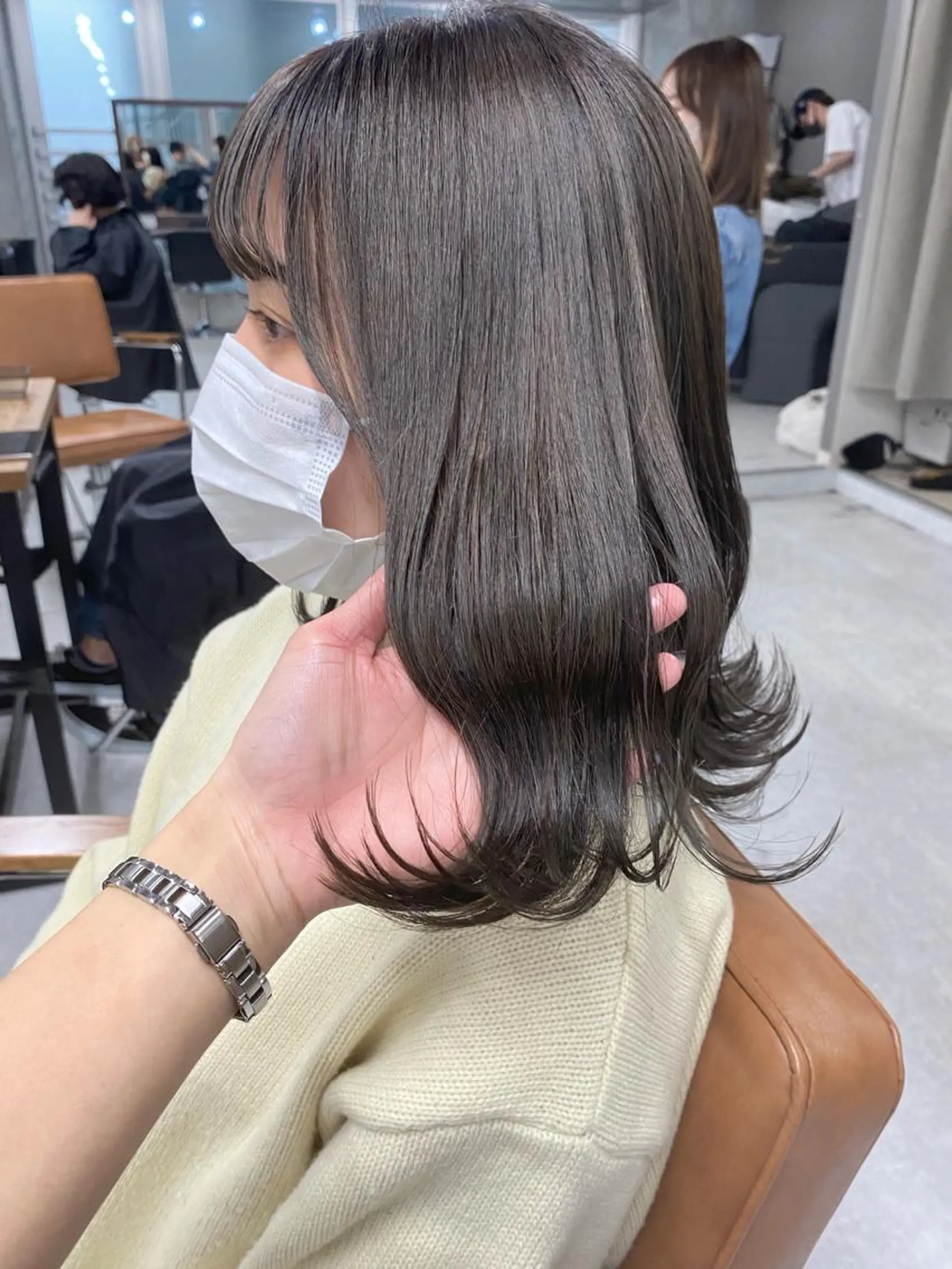 セミロング カラー ヘアアレンジ 🌷FUKA🌷 まろやかハイトーンのヘアスタイル