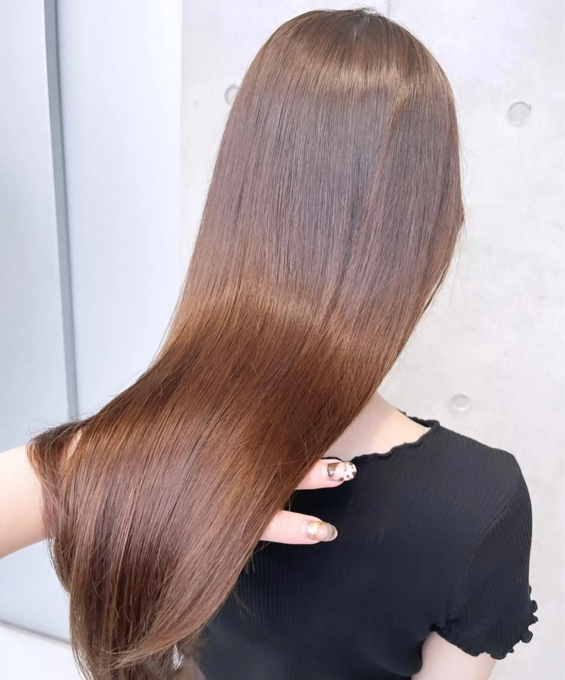 ロング カラー カット 縮毛矯正 透明感/オリーブ/ グレージュ/YUKAのヘアスタイル