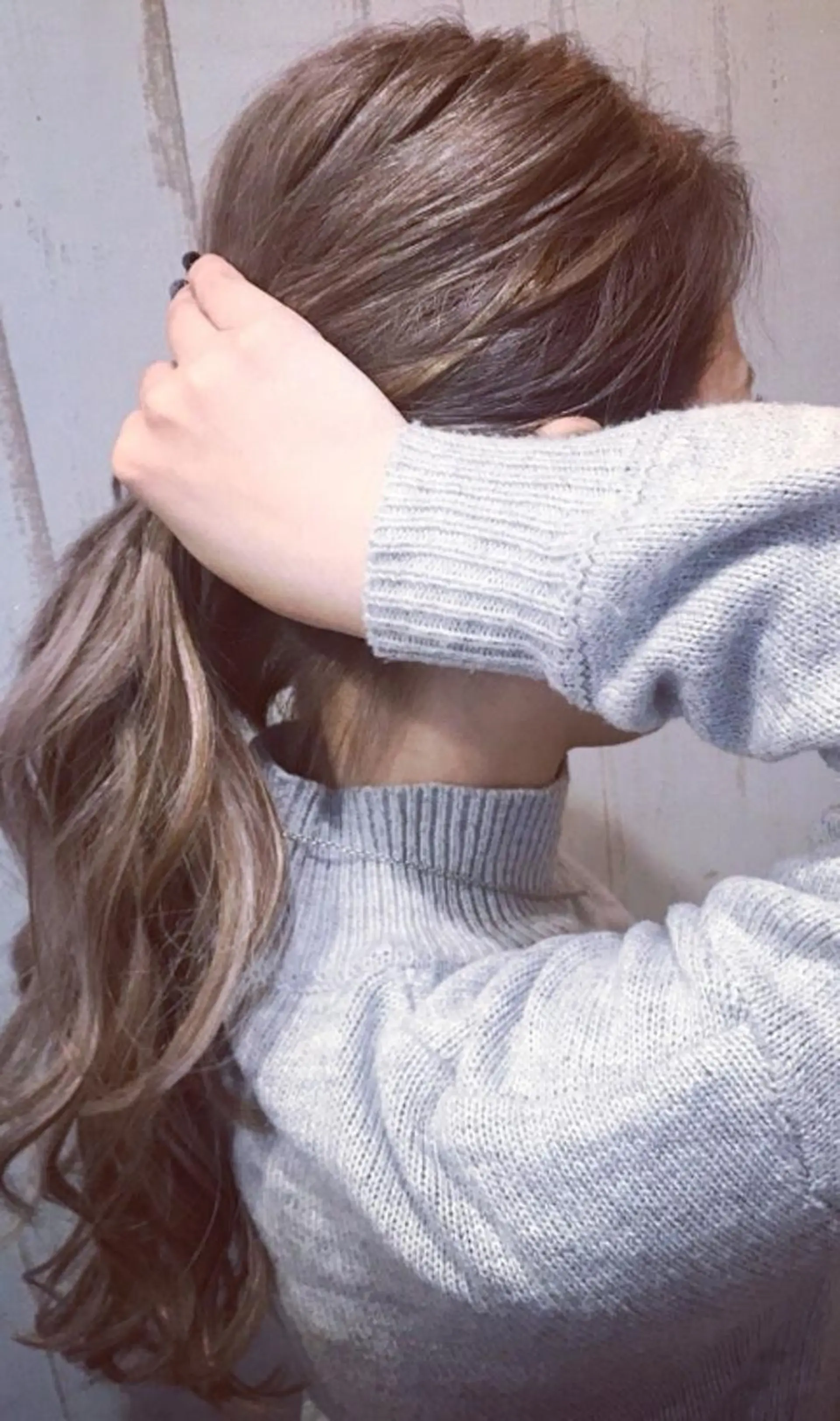 ロング カラー ヘアアレンジ チビ編み込みエクステ シールEXどぅ〜すのヘアスタイル