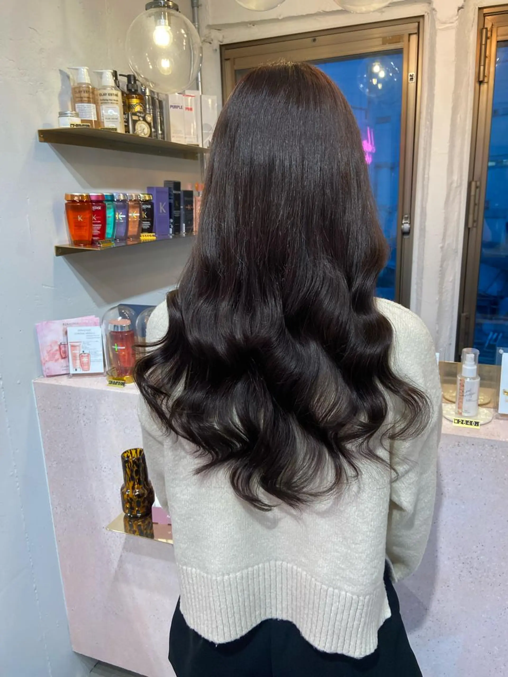 ロング カラー シールエクステ ブリーチ ブラウンカラー ケアカラー ダブルカラー 新宿/韓国ヘア 中明度カラー/かやのヘアスタイル