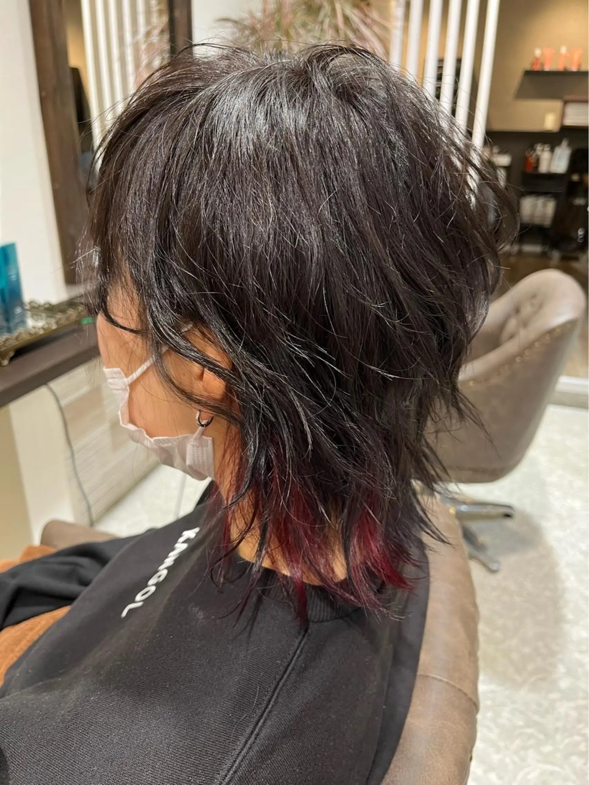 カラー レッドカラー 田中 和可のヘアスタイル
