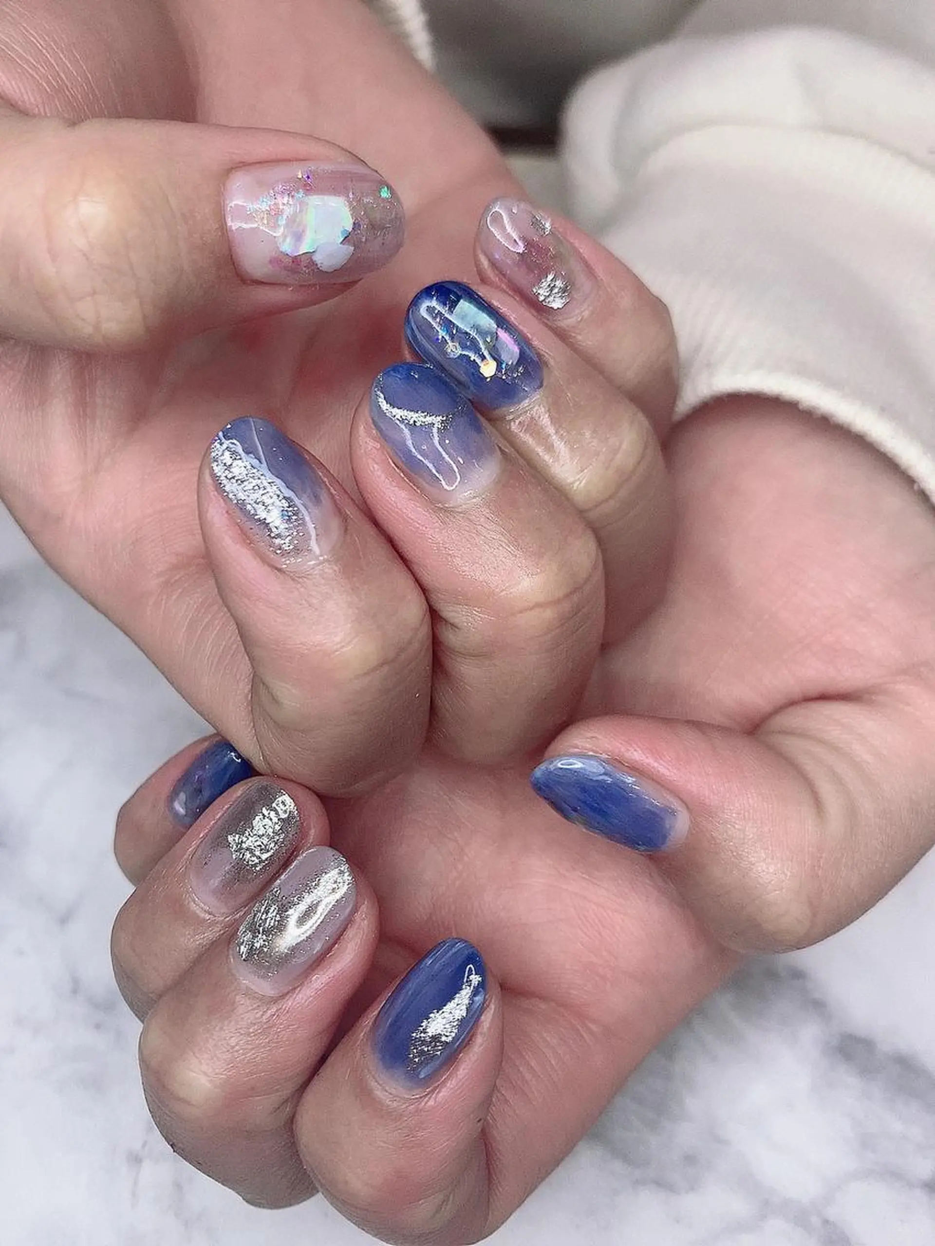ネイル ブルー ニュアンスネイル 高橋 実和子のマツエク・マツパデザイン