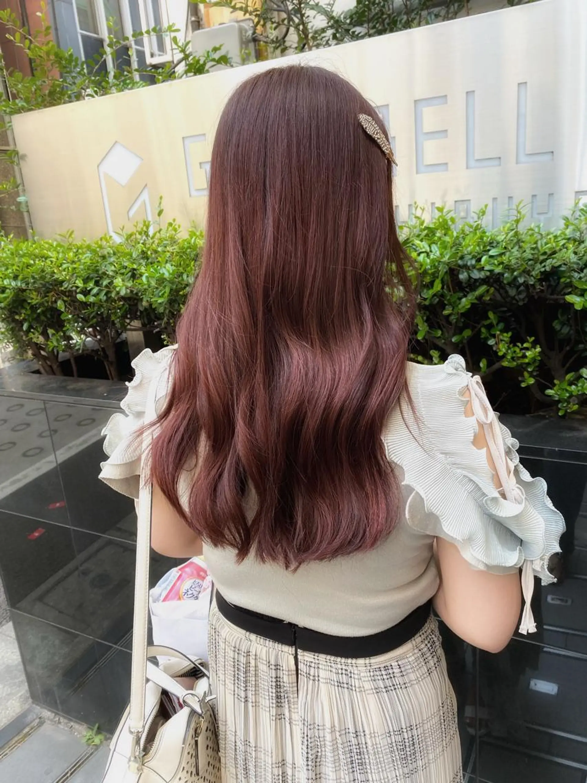 ロング カラー ベージュカラー ピンクカラー ピンクベージュ カット ヘアカラー トリートメント ボブ/縮毛矯正/ レイヤー/塚田のヘアスタイル
