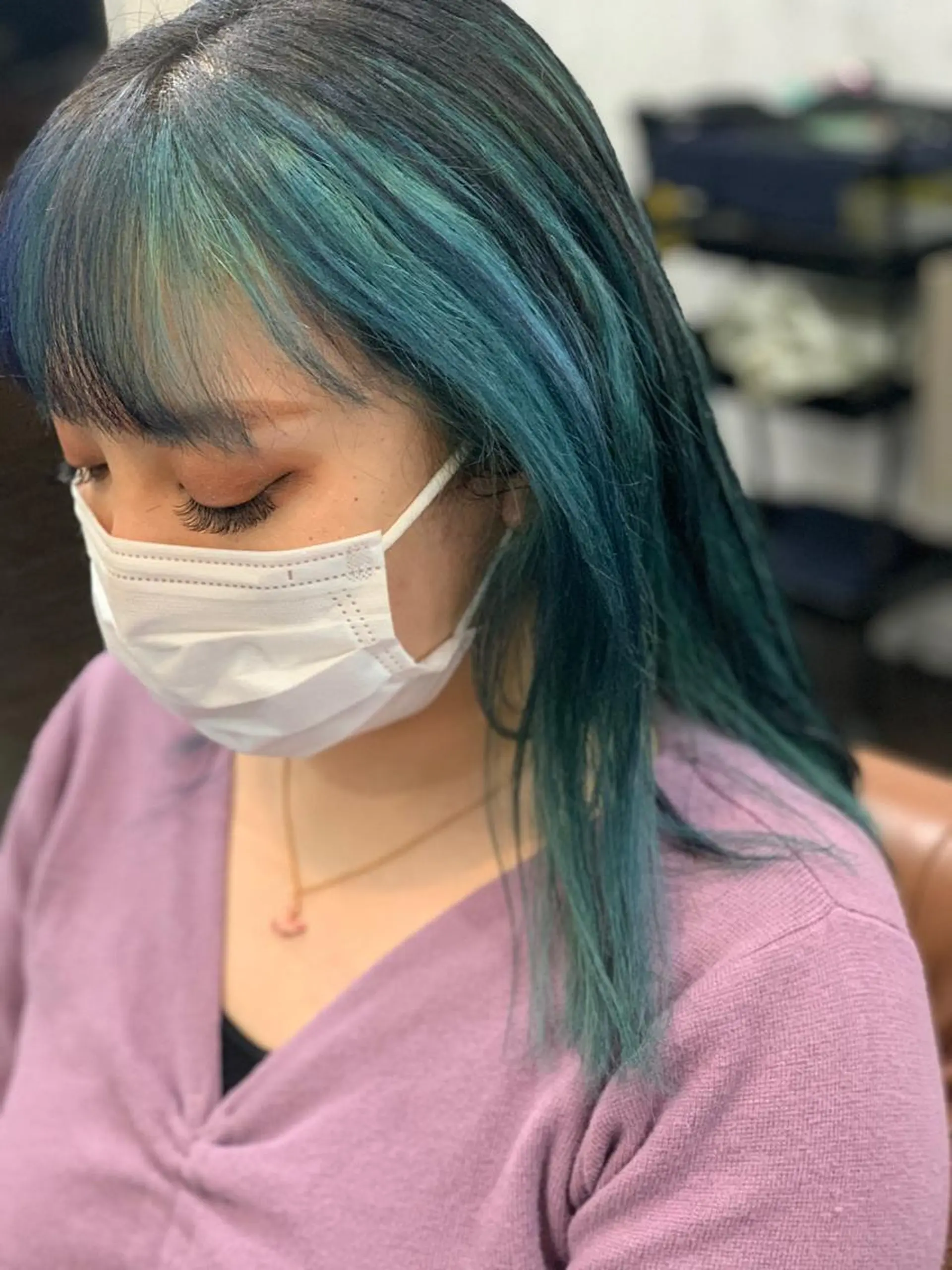 ミディアム ヘアカラー ブリーチ毛に縮毛矯正 ✨カラー✨山田 正幸のヘアスタイル