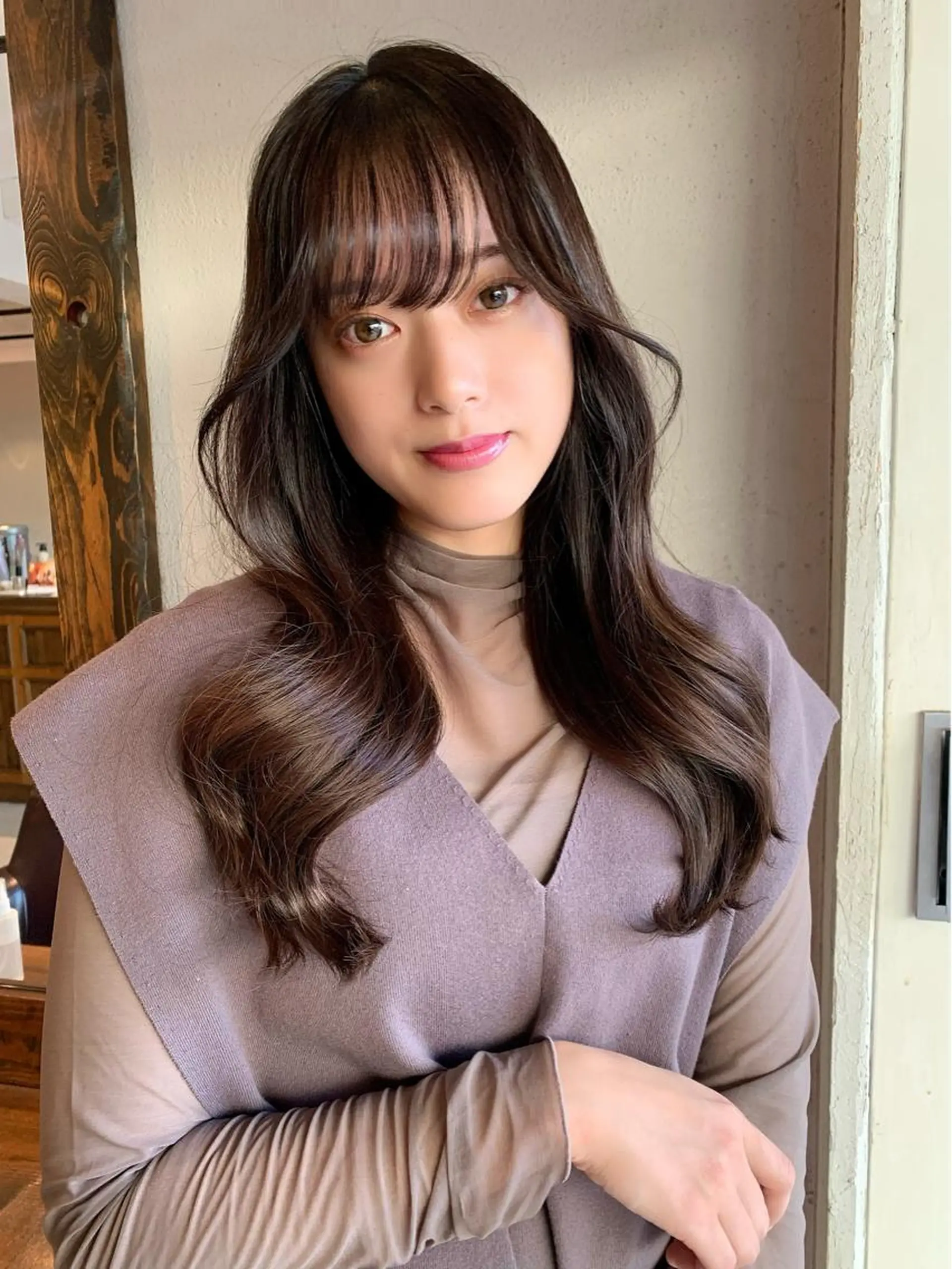 ロング カラー 透明感/オリーブ/ グレージュ/YUKAのヘアスタイル