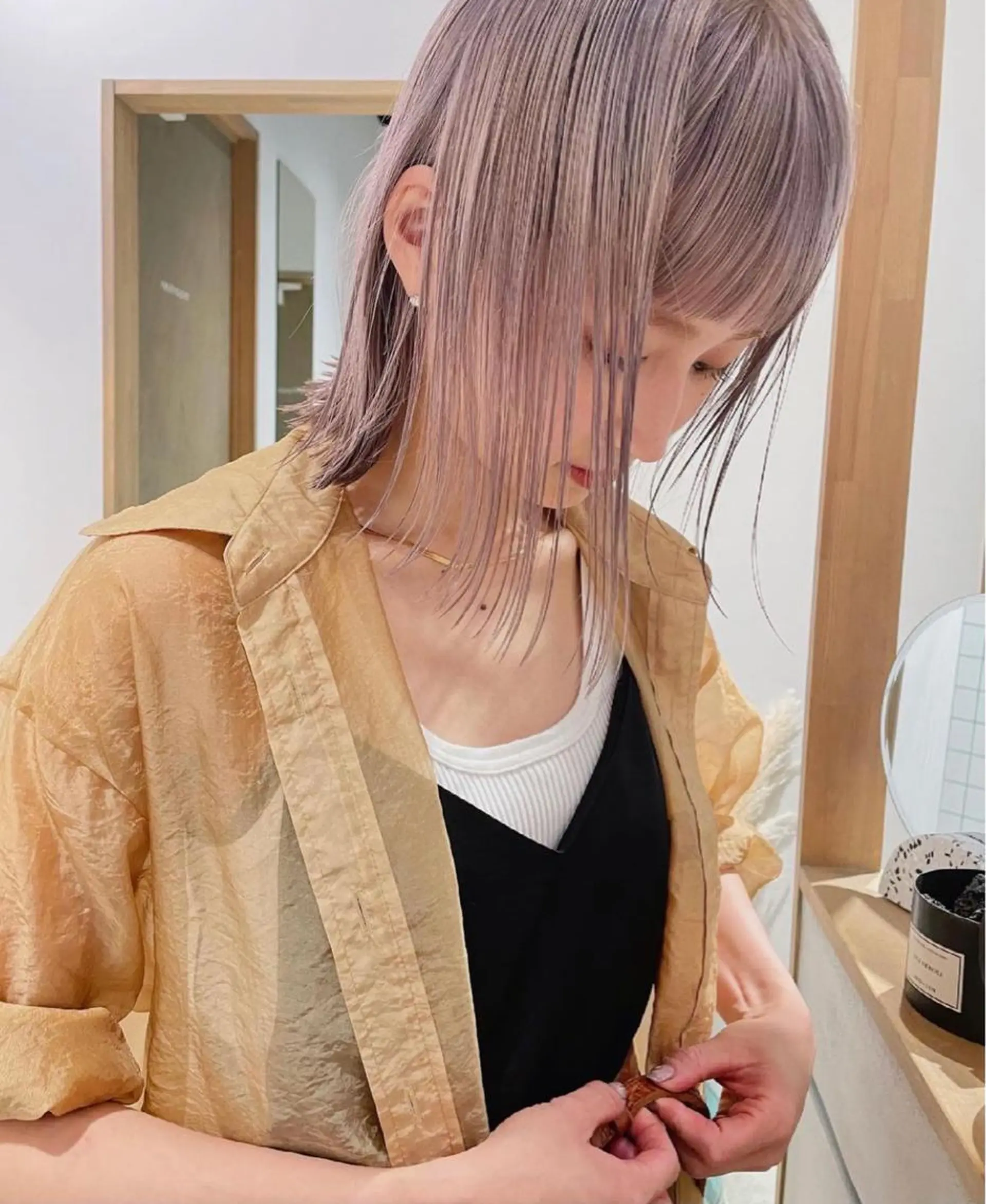 ミディアム カラー ヘアアレンジ カット ヘアカラー トリートメント ヘッドスパ ヘアセット ボブ/プツボブ tsumuguのヘアスタイル
