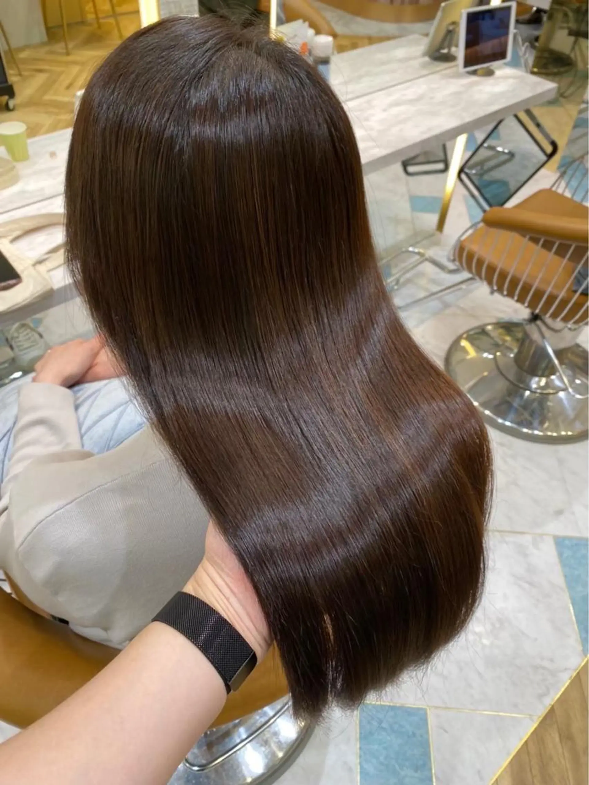 ロング カラー パーマ 髪質改善 縮毛矯正 カット 縮毛矯正 トリートメント ✨コテ巻き風パーマ ✨川合佑哉のヘアスタイル