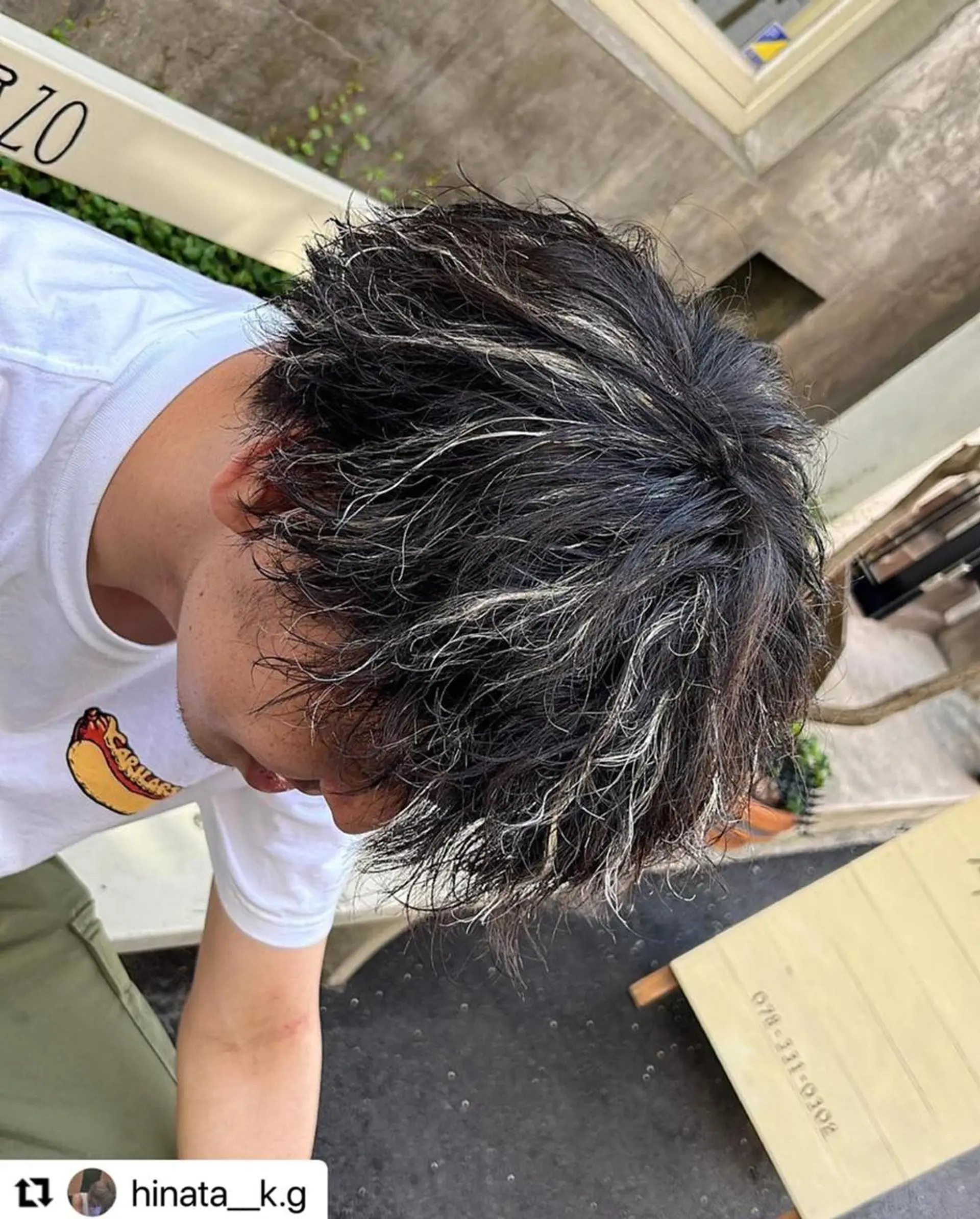 ショート カラー パーマ メンズ メンズハイライト マッシュ メンズパーマ プードルパーマ メンズウルフカット 🩷Eny terrace🩷のヘアスタイル