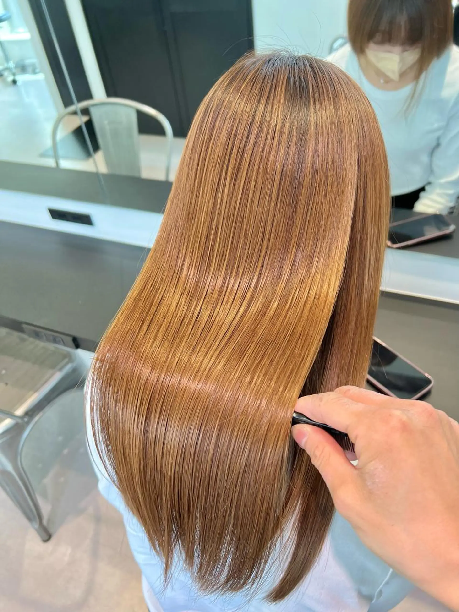 ロング カラー ブリーチ ハイライトカラー ハイライト 髪質改善 トリートメント ヘアカラー トリートメント 縮毛矯正　野口 恵のヘアスタイル