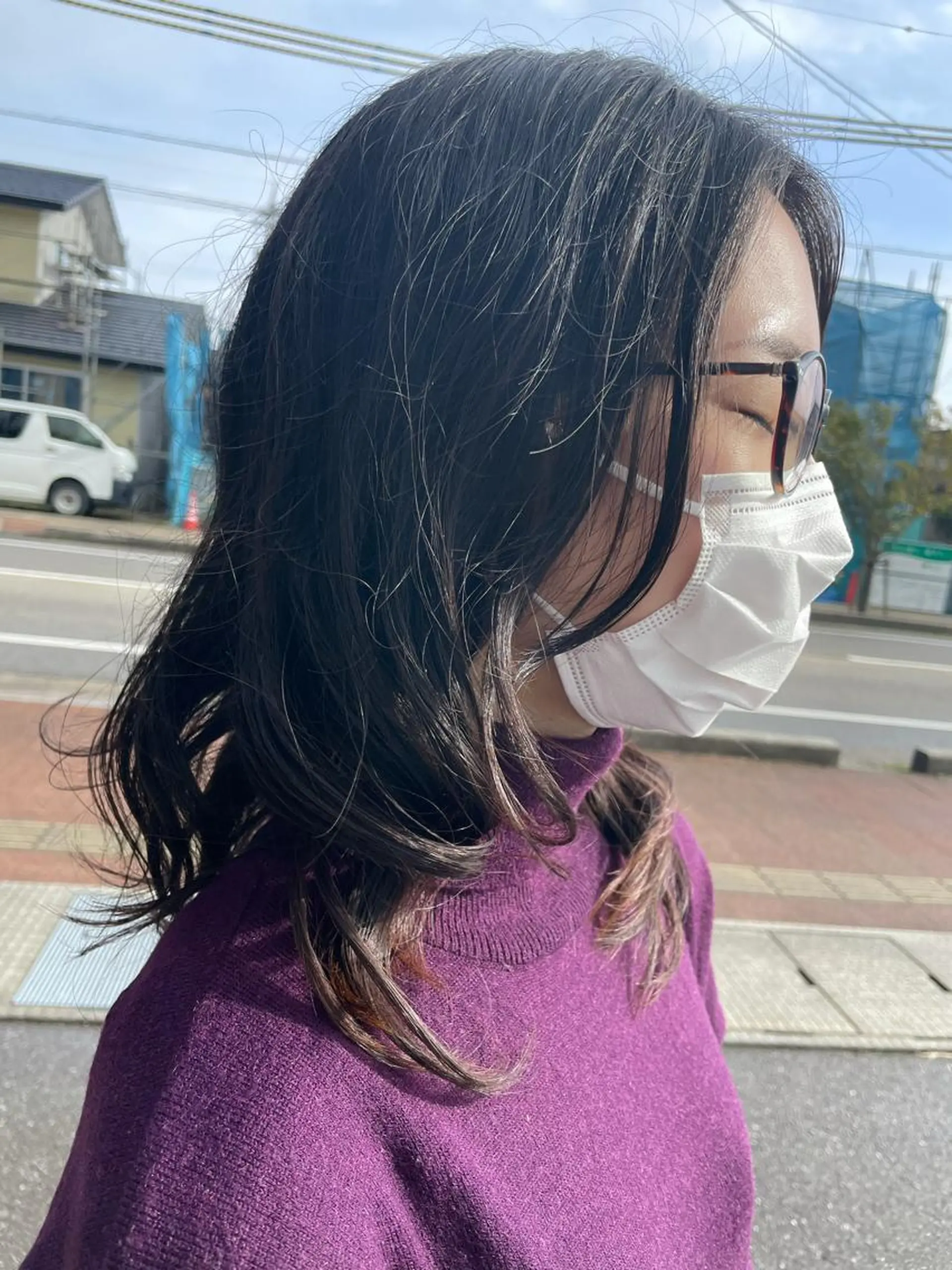 ミディアム パーマ ミディアムパーマ カット パーマ トリートメント 岡本 沙帆のヘアスタイル