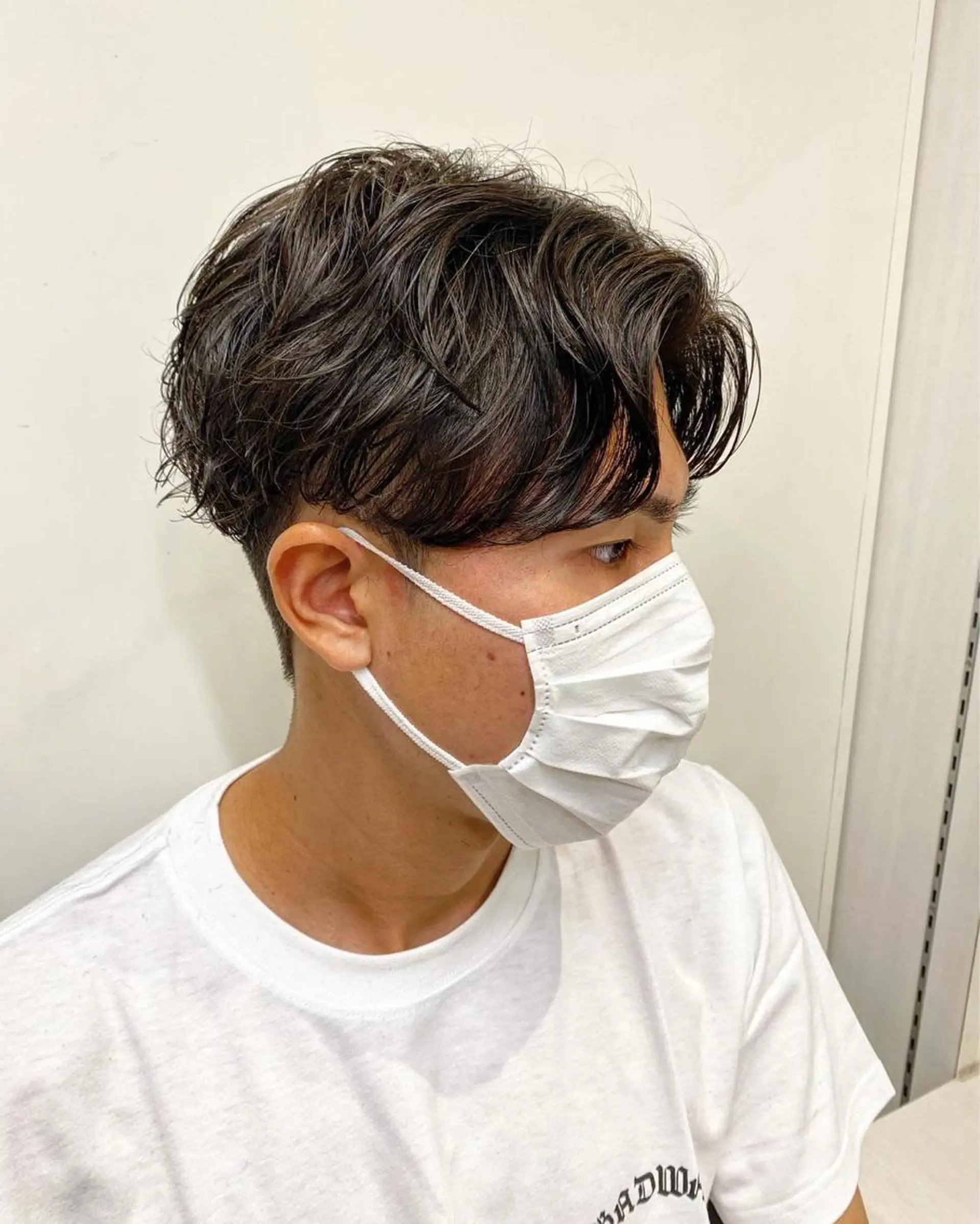 パーマ メンズ アップバング ビジネス センターパート フェードカット カルマパーマ カット パーマ 🟦メンズパーマ🟦 横浜駅|小上馬淳司のヘアスタイル