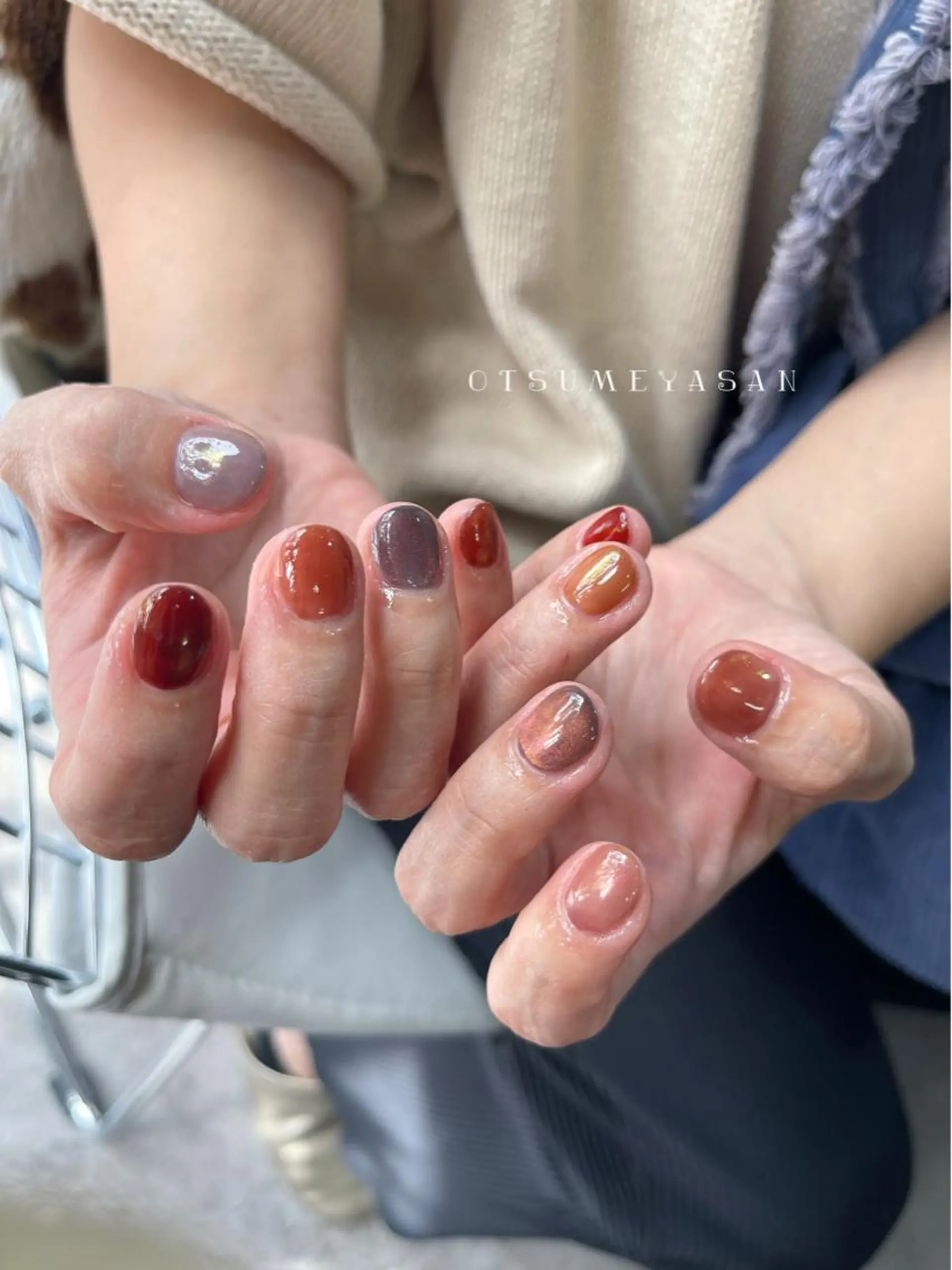 ネイル ジェルネイル 韓国ネイル マグネットネイル ミラーネイル ニュアンスネイル わたなべ ちかのネイルデザイン