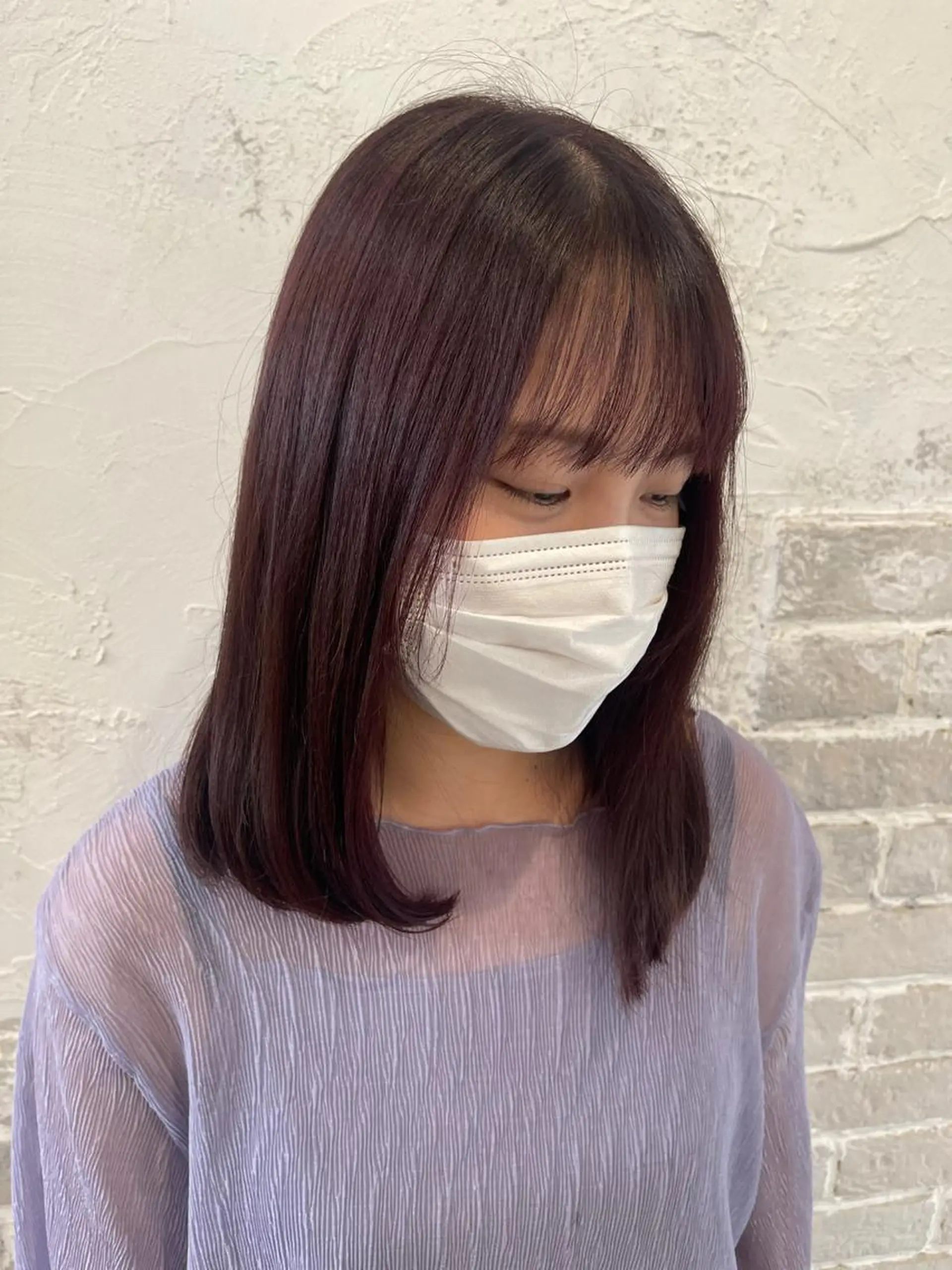 ミディアム カラー ヘアアレンジ カシス 中堀 遥のヘアスタイル