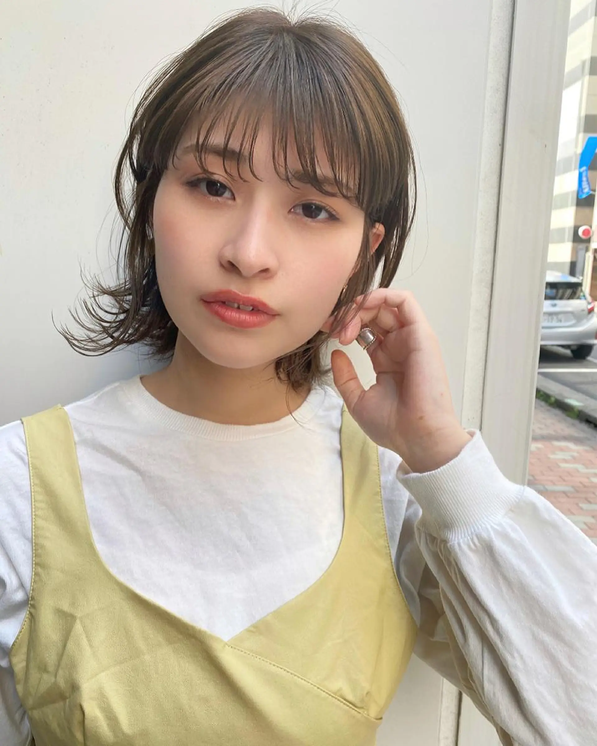 ショート カラー ボブ くびれヘア ヘアカラー 艶カラー/似合わせ 💖Emmy💖のヘアスタイル