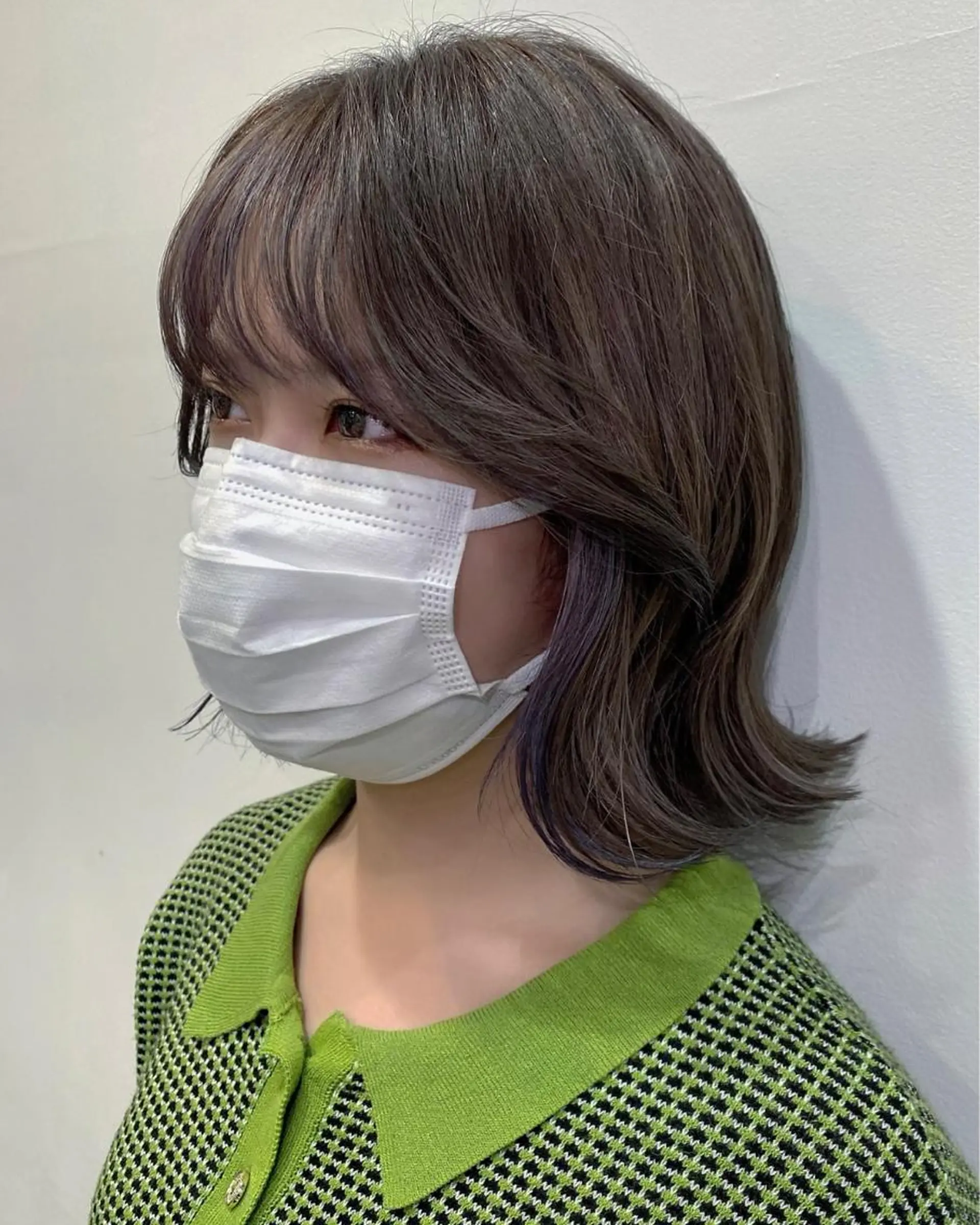 ミディアム カラー ミストバング 透明感カラー フェイスフレーミング グレージュ 艶 ケアブリーチ 🎀🩵RISAのヘアスタイル