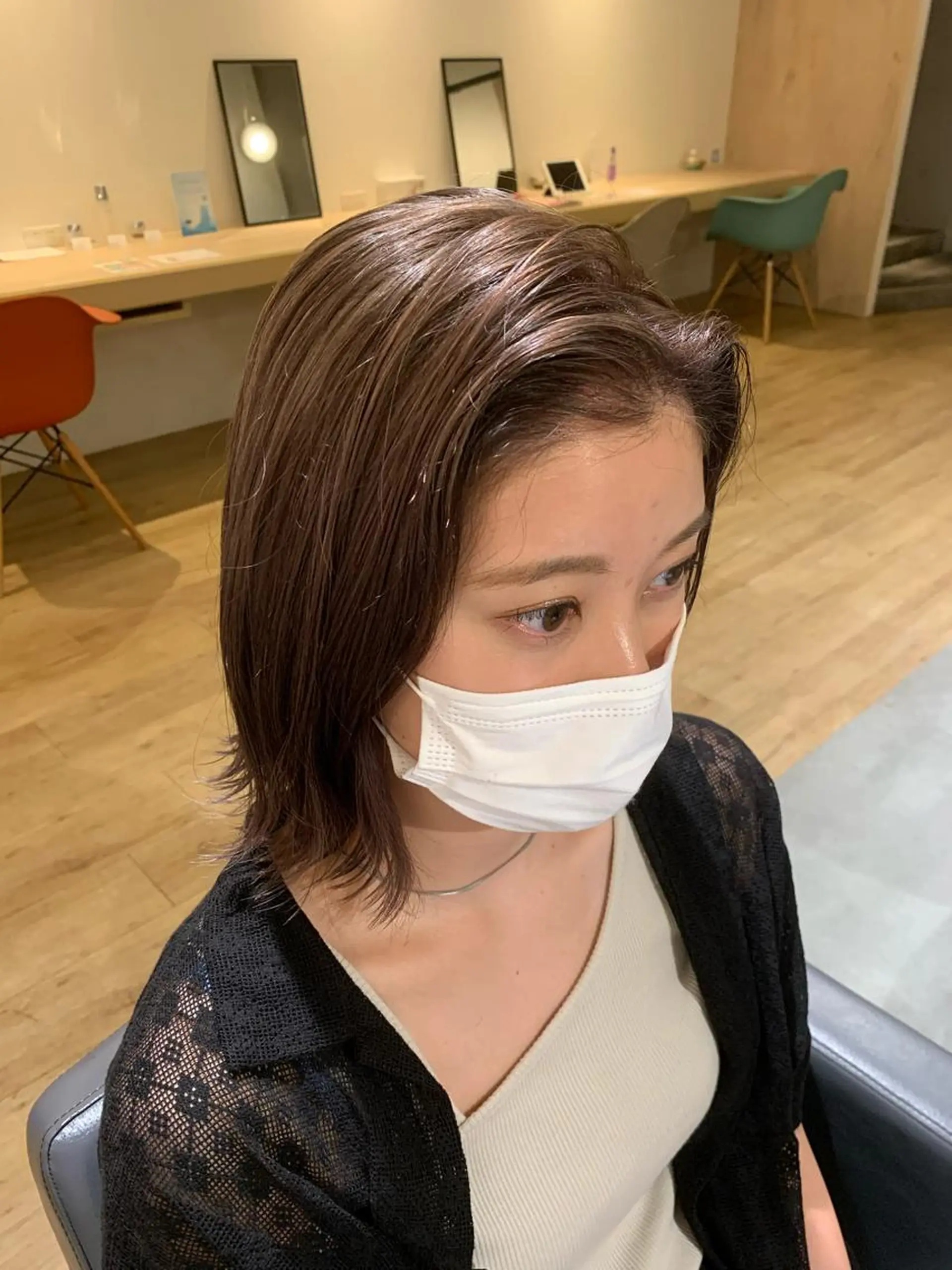 ミディアム カラー 透明感カラー ダブルカラー ヘアカラー 美髪・シールエクステ ホソタニリョウコのヘアスタイル