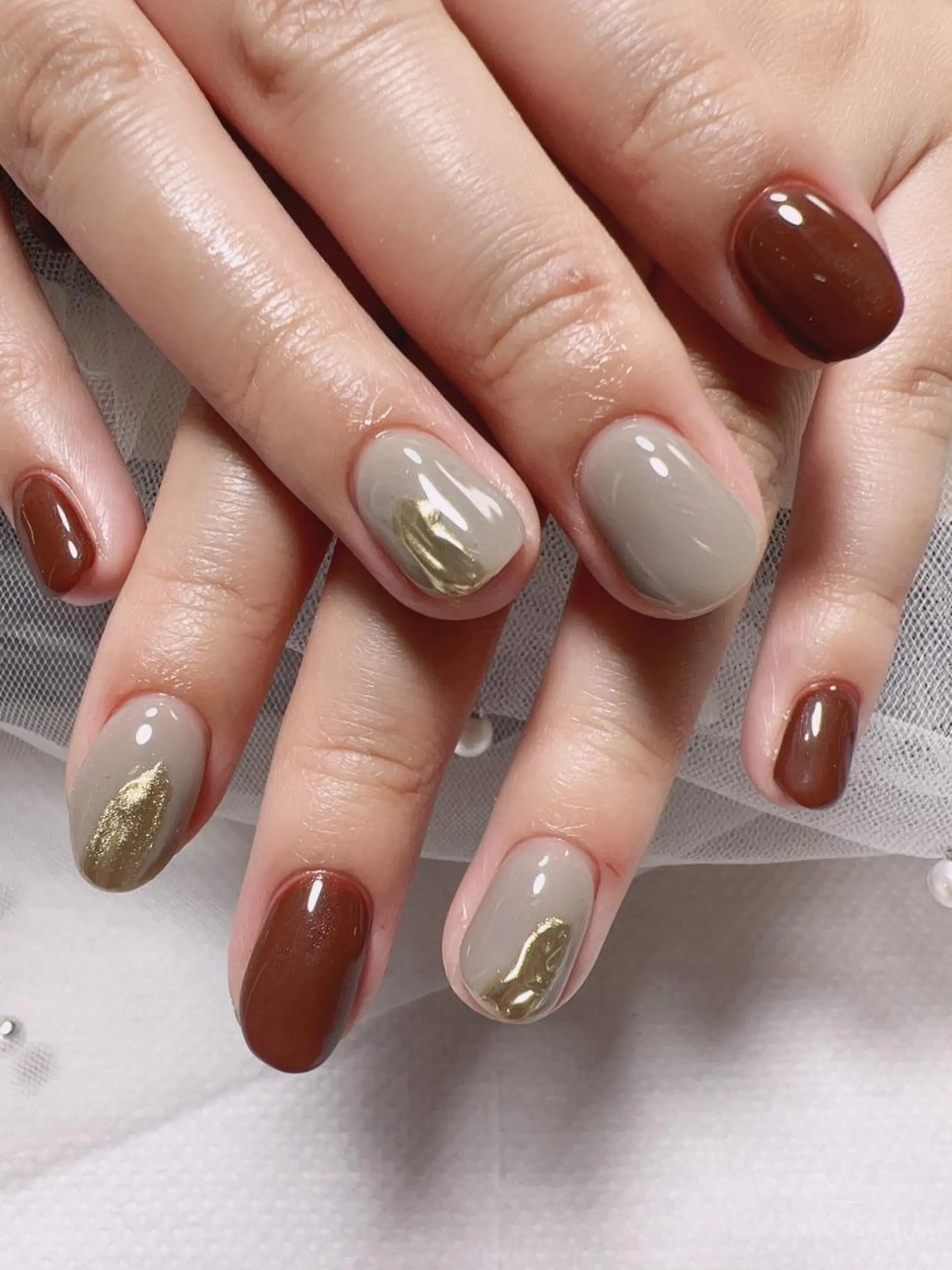 ショート カラー ネイル ミラーネイル ハンドネイル Nail NaNaのネイルデザイン