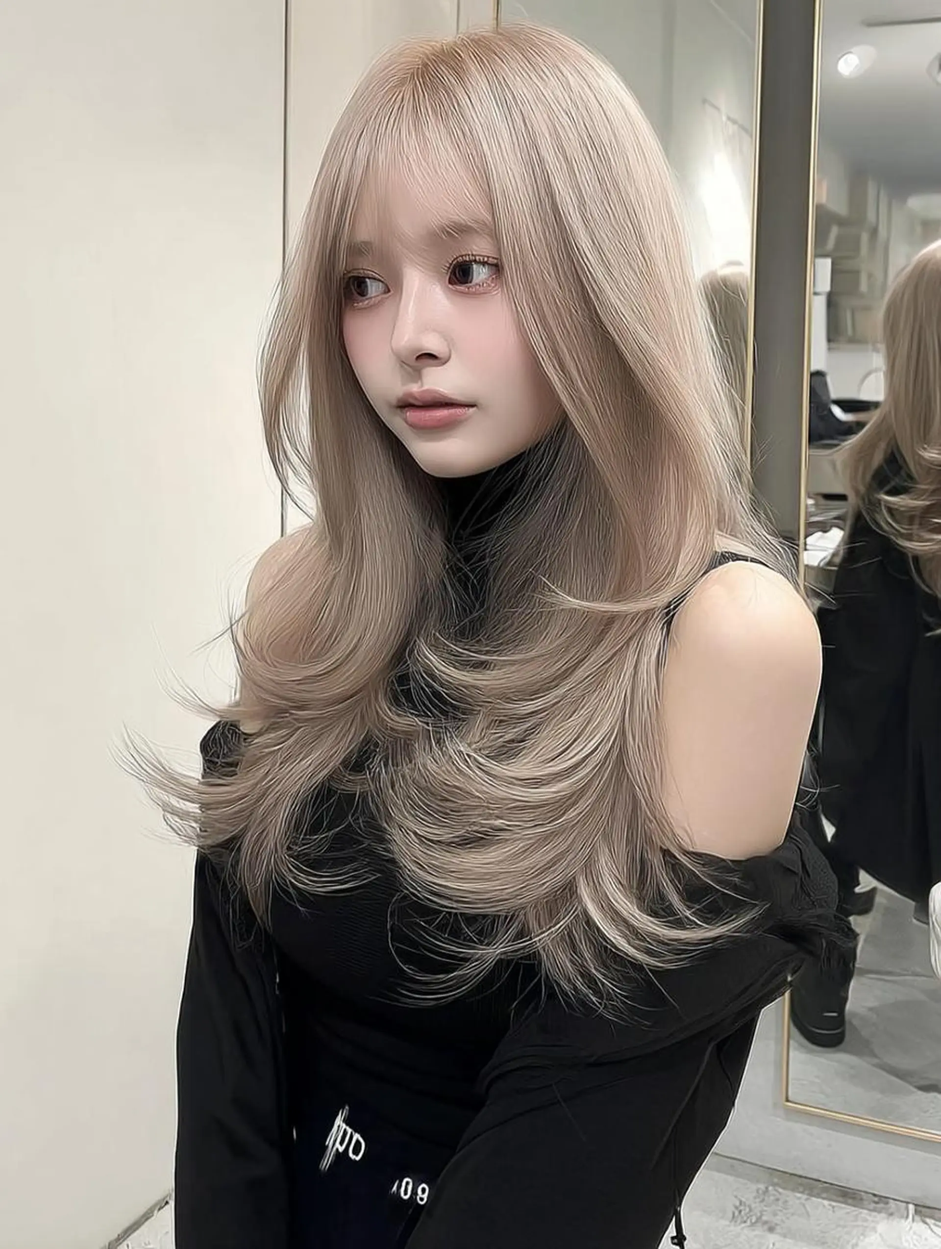 セミロング ボブ 髪質改善 韓国風ヘア レイヤーカット 縮毛矯正 カット ヘアカラー トリートメント 福園 弘郁のヘアスタイル