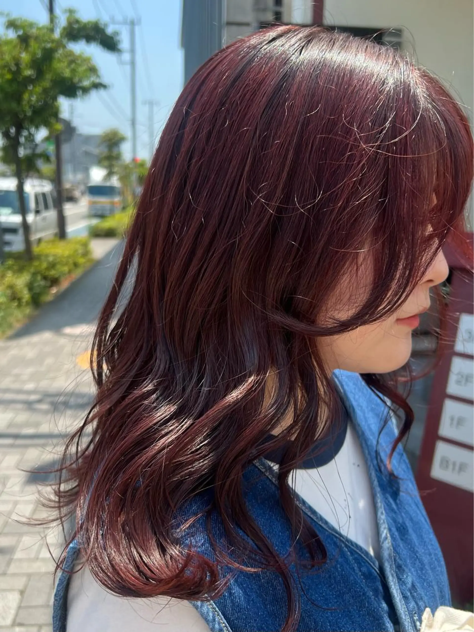 ロング カラー レッドカラー ヘアカラー かわの ももな 💜ྀིのヘアスタイル