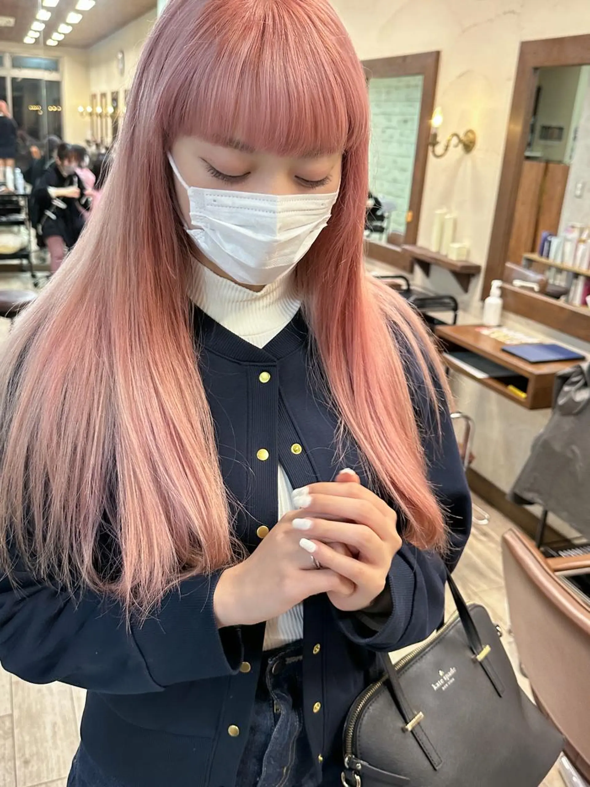 ロング カラー ブリーチ ピンクカラー ホワイトピンク カット ヘアカラー トリートメント レイヤー/高橋 みく /池下/千種のヘアスタイル