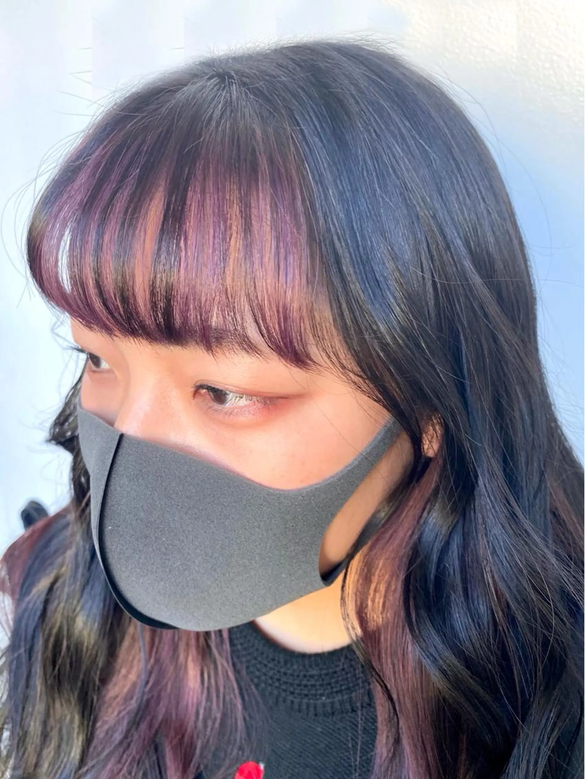 ミディアム カラー イヤリングカラー インナーカラー ラベンダーカラー オレンジ ピンクカラー momo所属・メンズヘアメイク 🩵Mayuki🩵のヘアスタイル