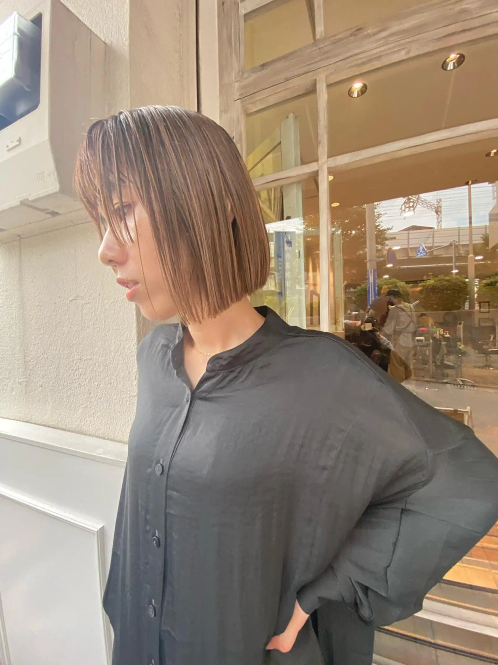 ショート ボブ ハイライト カット ヘアカラー Musiiik hairのヘアスタイル