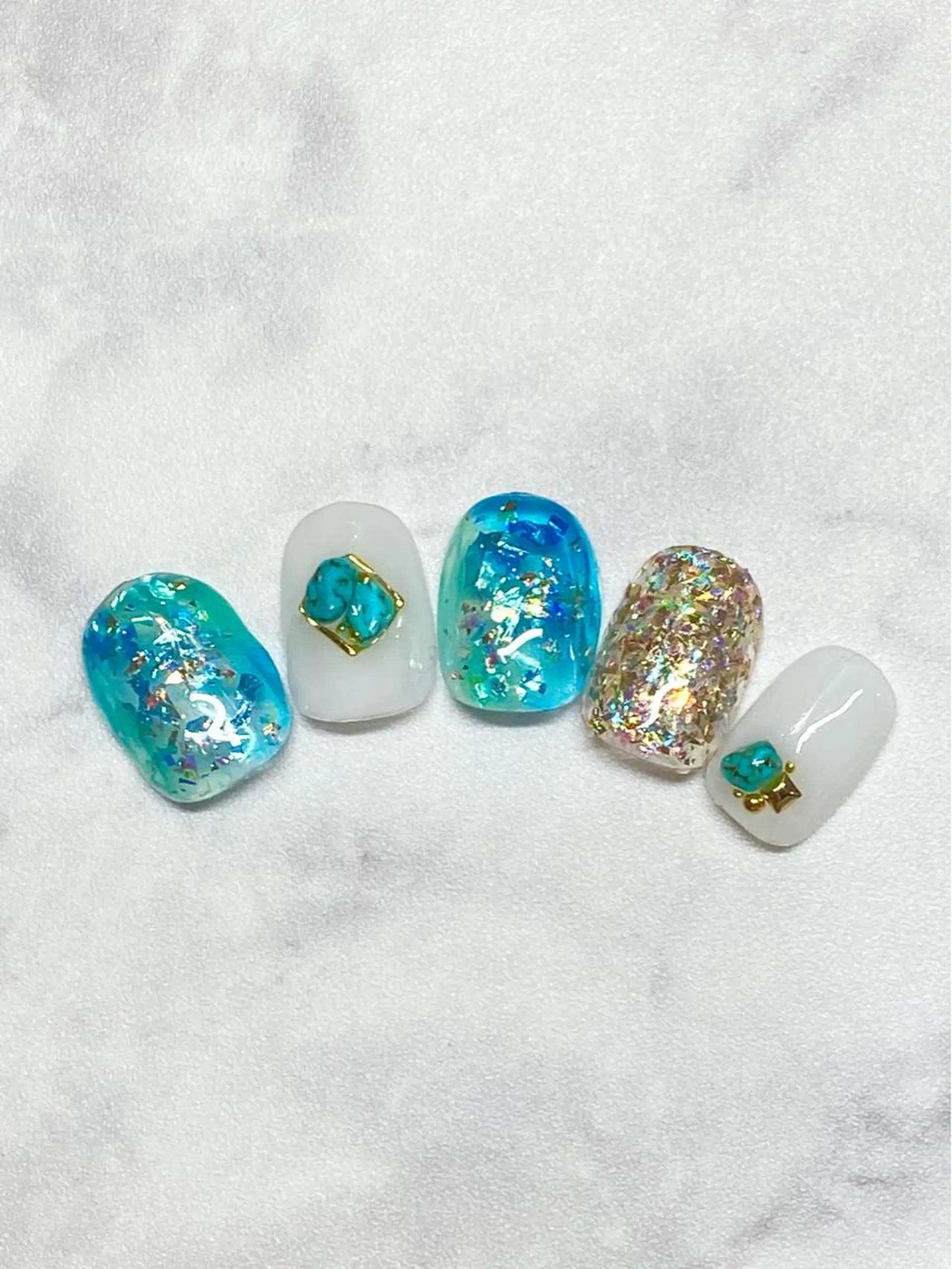 ネイル ジェルネイル 大理石ネイル(マーブル) ニュアンスネイル パラジェル 夏ネイル Nail&eye Belire 新宿のネイルデザイン