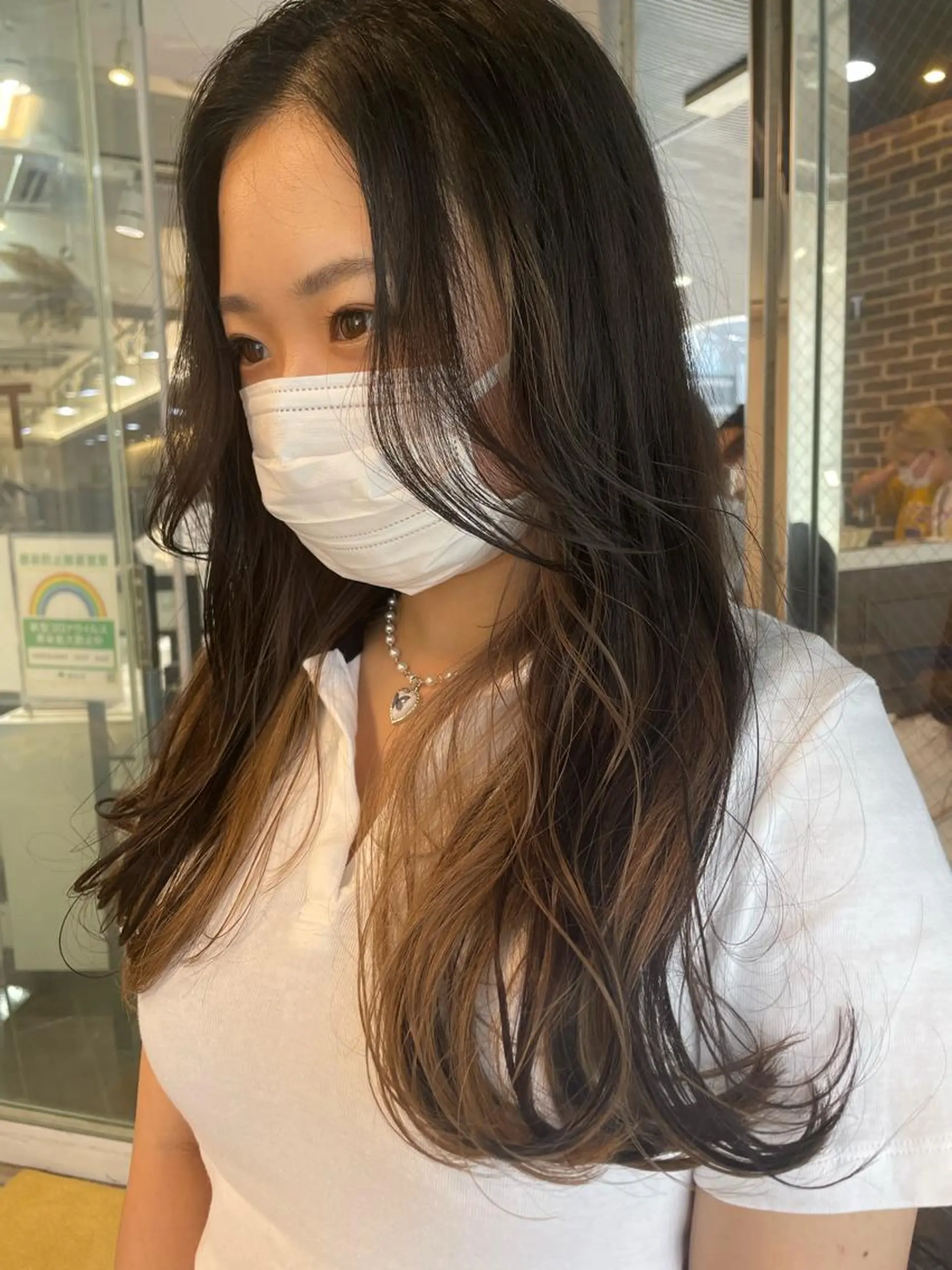 ロング カラー ブリーチ ケアブリーチ ダブルカラー イヤリングカラー グレージュ ヘアカラー トリートメント 韓国ヘア🦋 MIYUのヘアスタイル