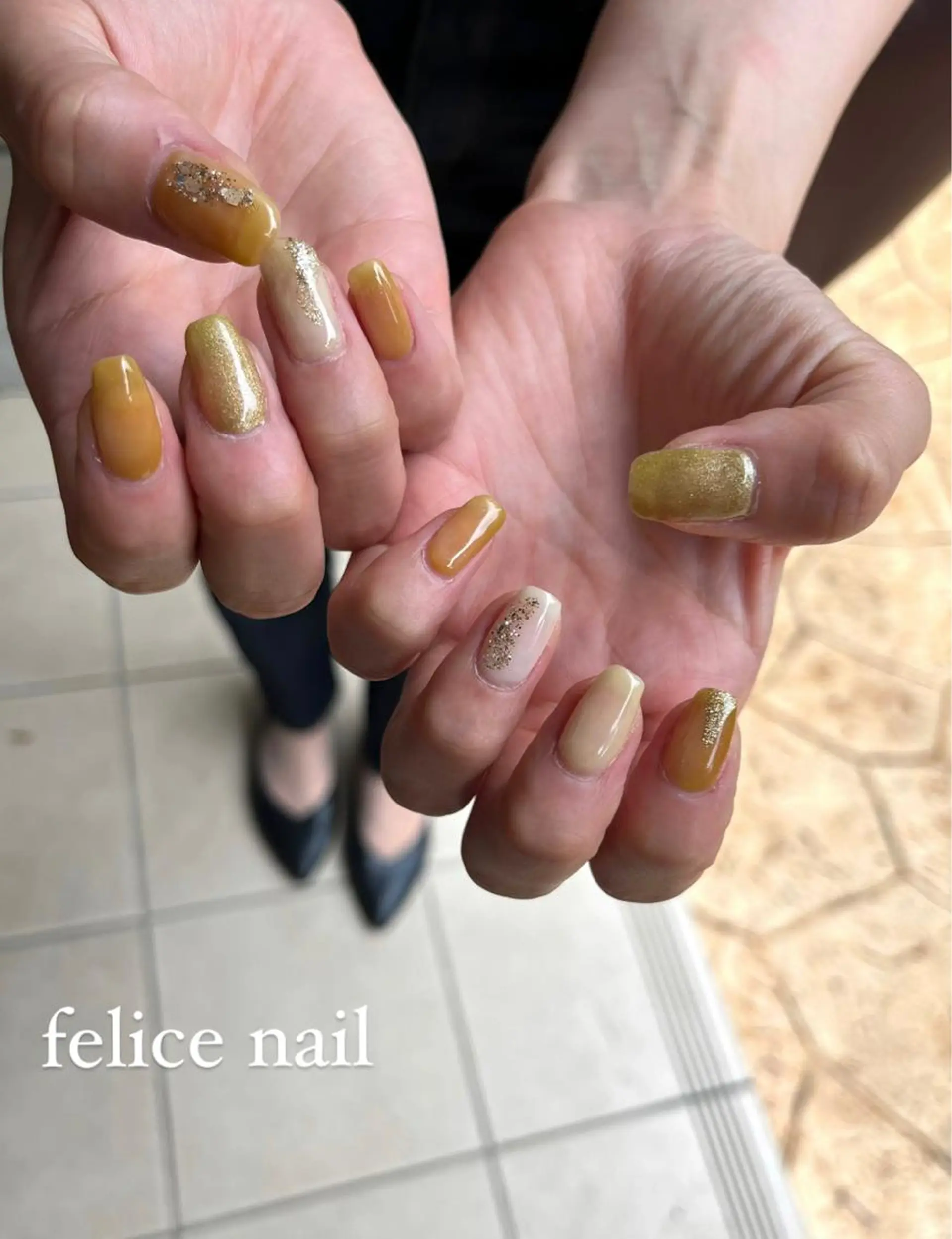 ネイル マグネットネイル ニュアンスネイル ピスタチオネイル felice nailのネイルデザイン