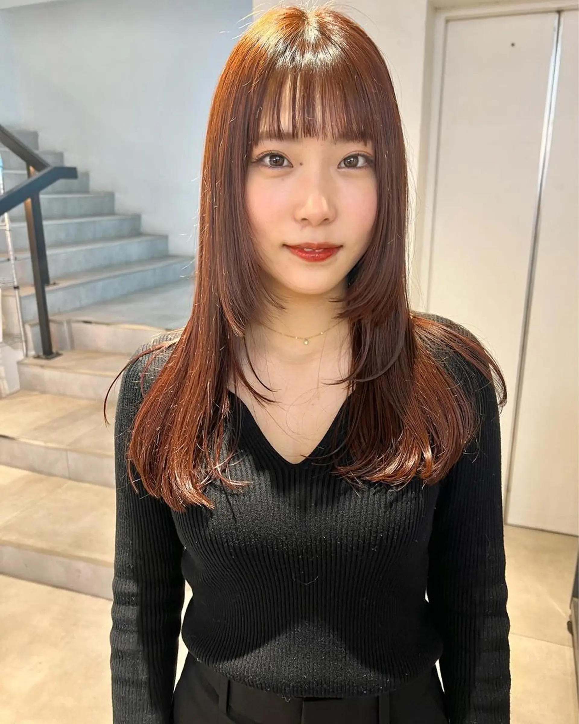 ロング カラー ブラウンカラー レッドカラー レッドブラウン レイヤーカット 顔周りカット/透明感 カラー✂️MEIのヘアスタイル