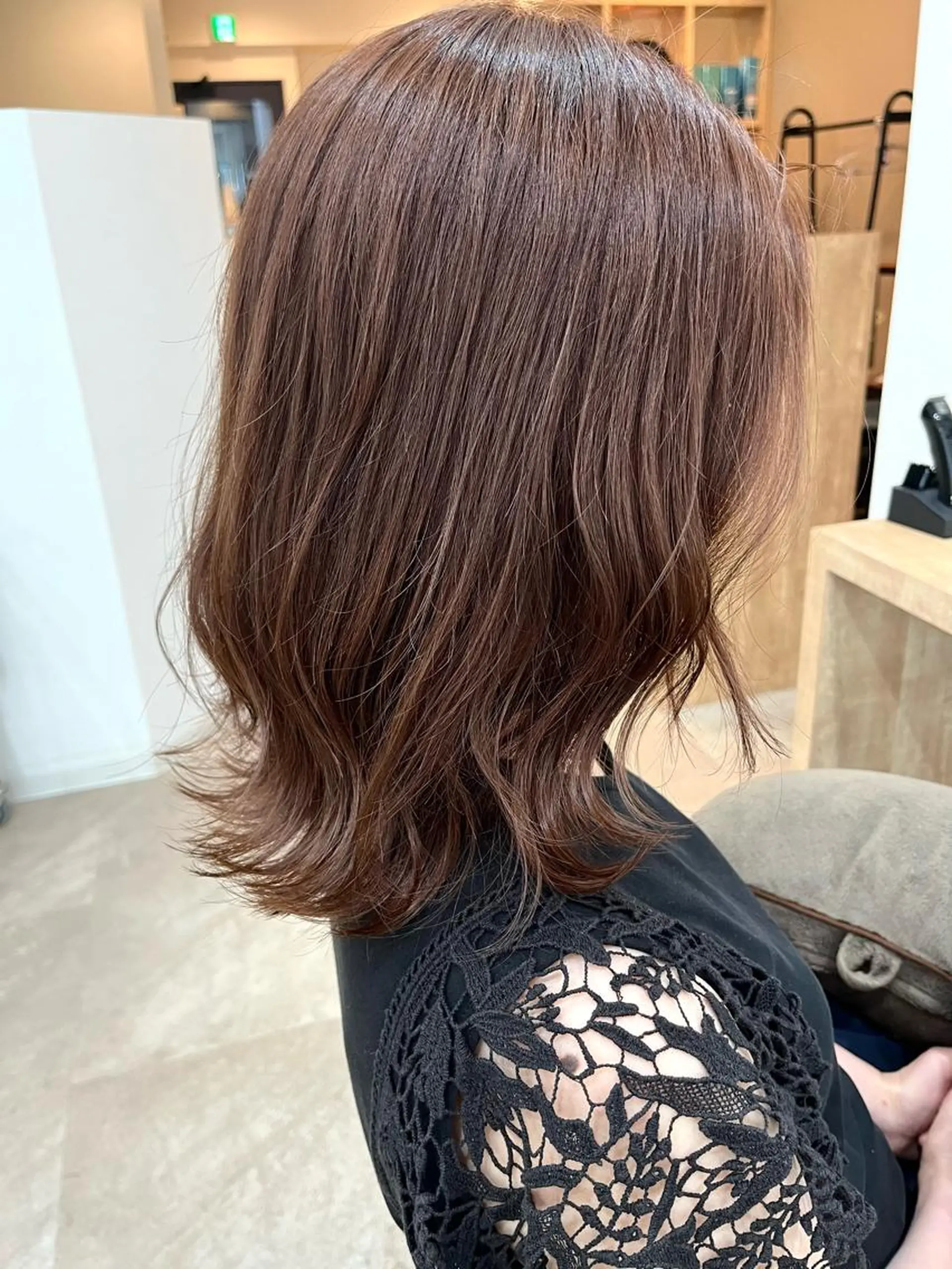 ミディアム カラー ベージュカラー ピンクカラー ピンクベージュ カット ヘアカラー entality lit所属・暖色ボブ 🍊rikakoのヘアスタイル