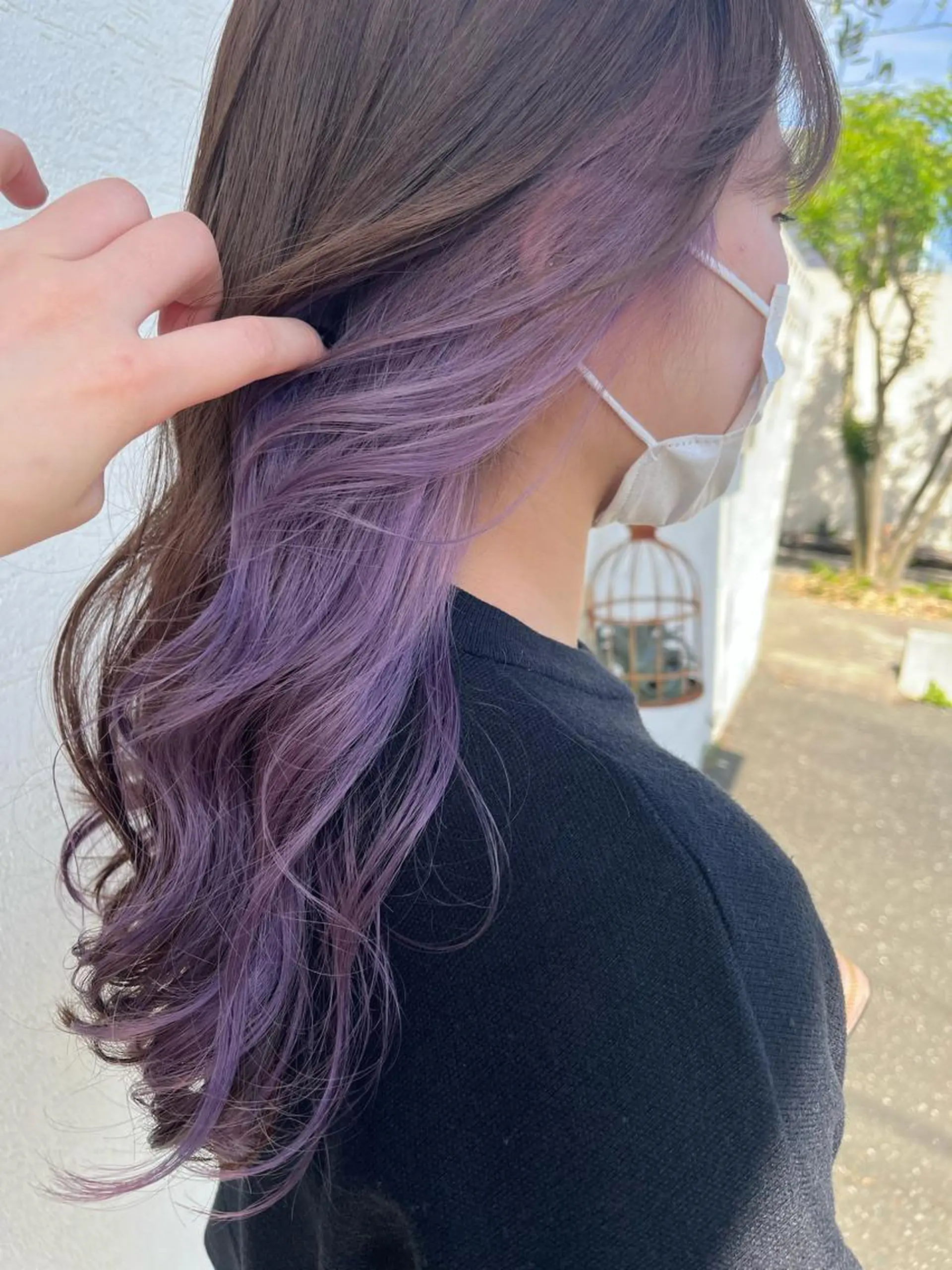 ロング カラー パープルカラー 個性派/ハイトーン ✨✨　稲吉菜々美のヘアスタイル