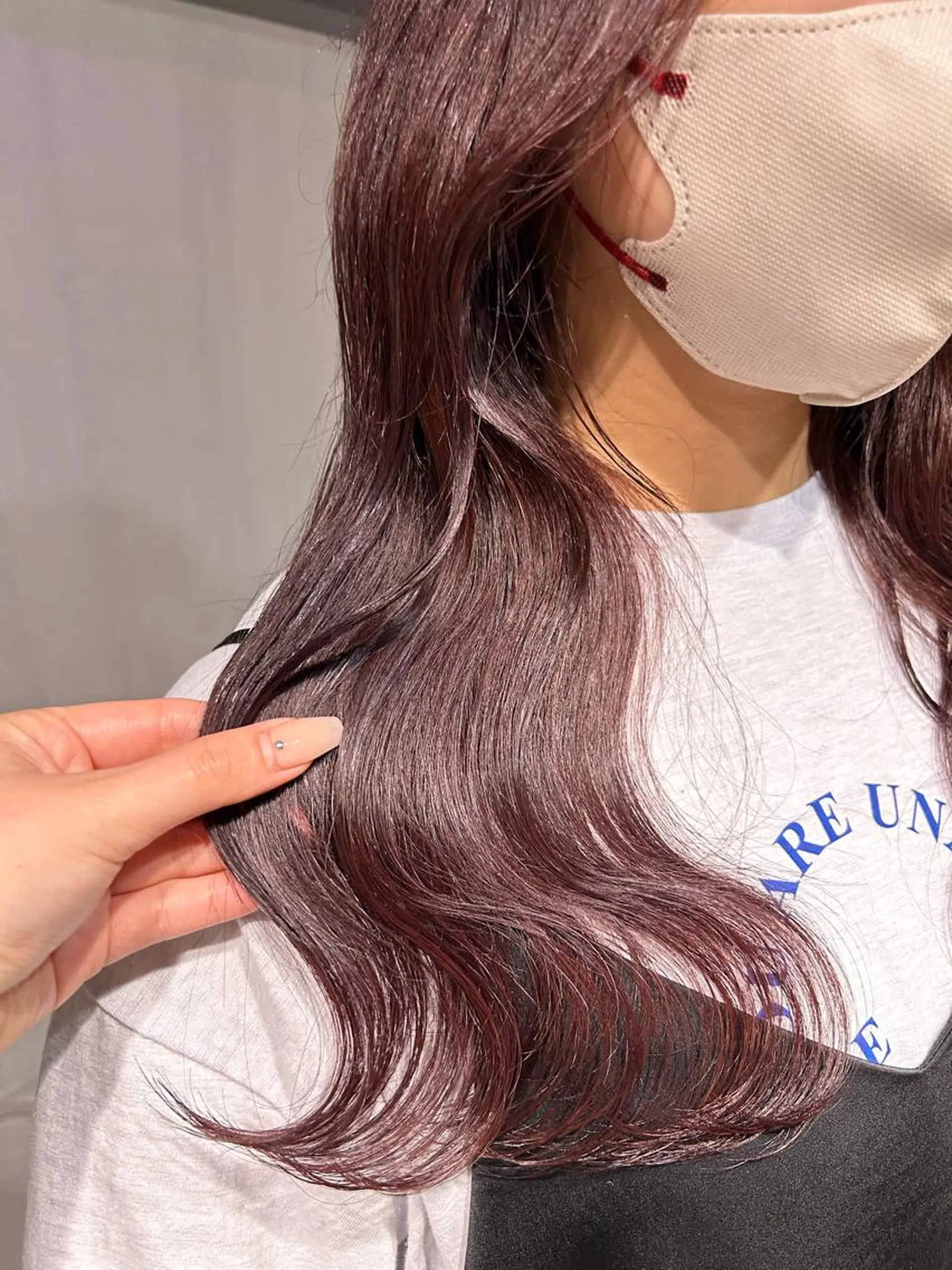 ロング アッシュ ピンクブラウン パープルカラー 髪質改善 トリートメント MEI🎀垢抜けカラ ー🎀韓国styleのヘアスタイル