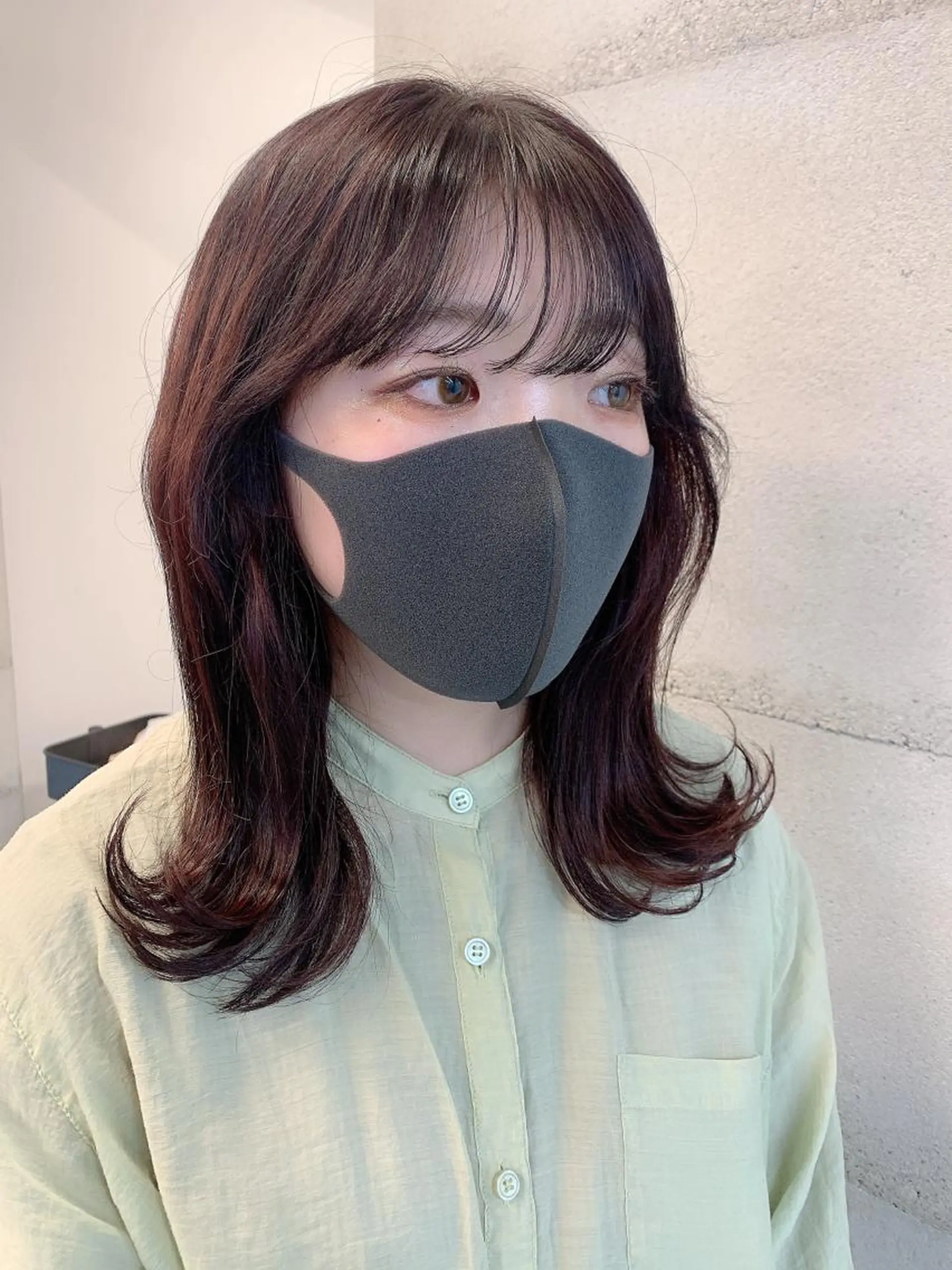 ミディアム カラー カット ヘアカラー トリートメント ヘッドスパ ヘアセット 透明感/オリーブ/ グレージュ/YUKAのヘアスタイル