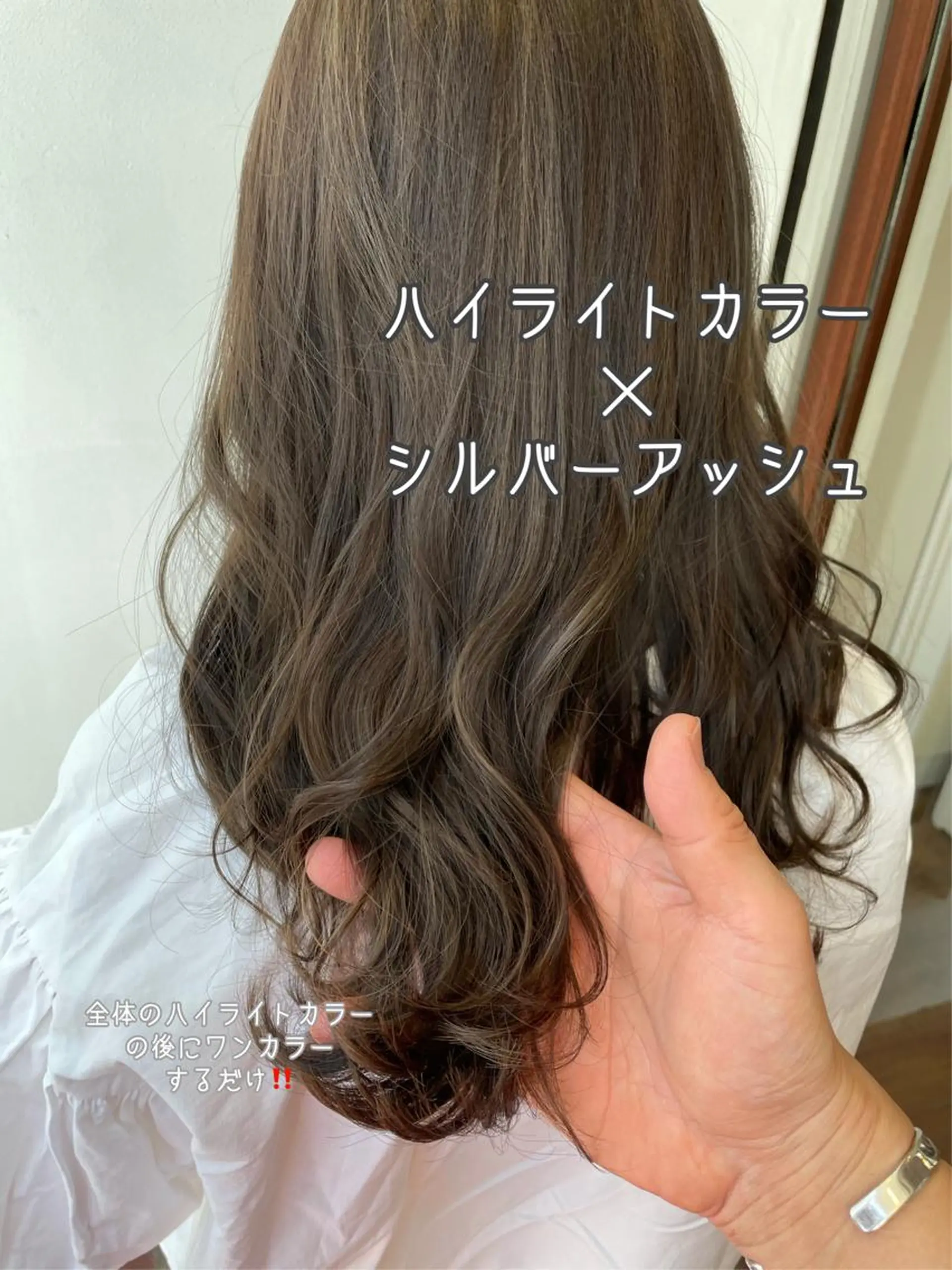 セミロング カラー アッシュ ハイライトカラー シルバー シルバーアッシュ ハイライト ヘアカラー トリートメント ヘッドスパ パーソナルカラー診断 できます　木曽　主博のヘアスタイル