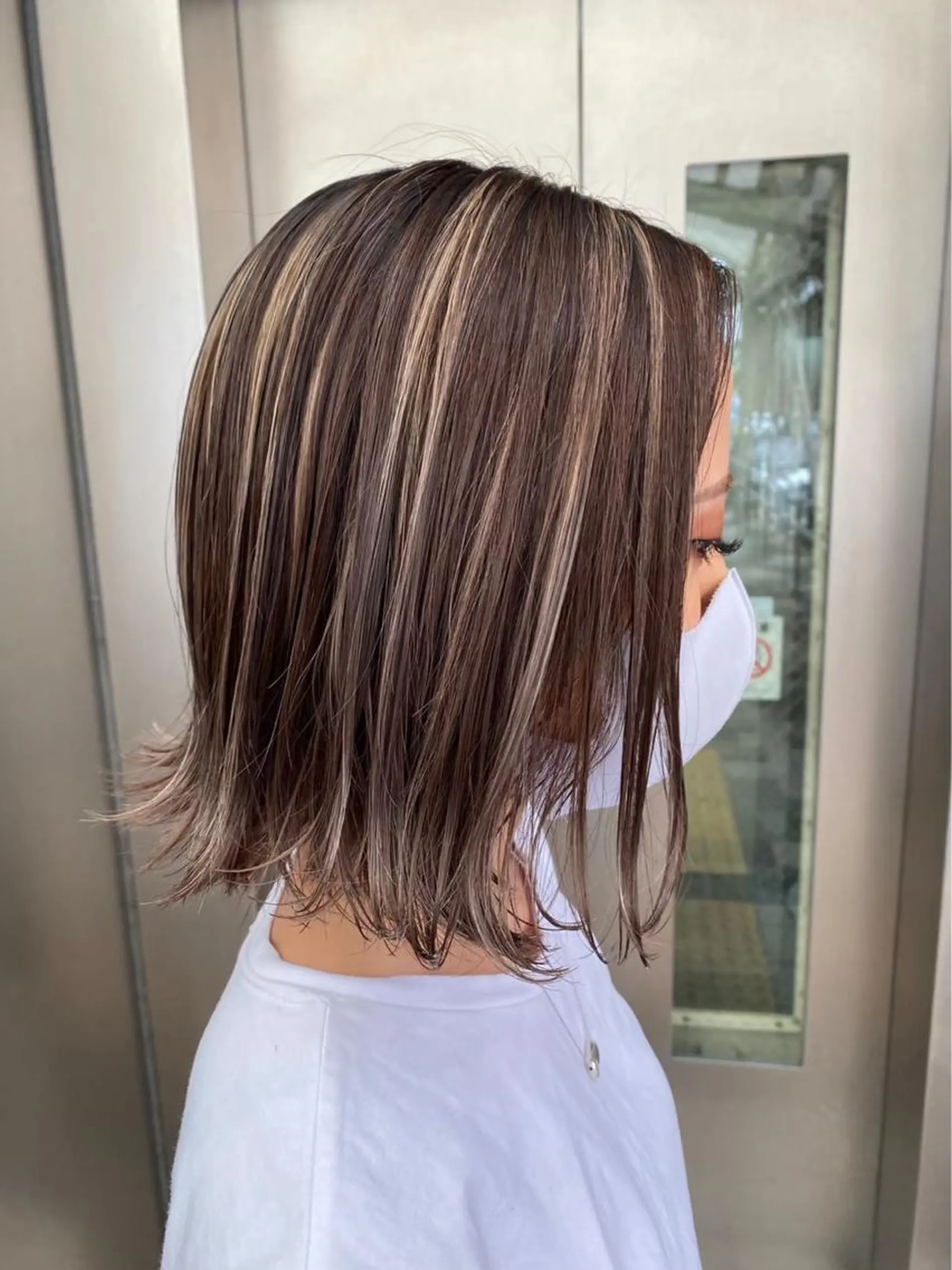 ショート カラー 切りっぱなしボブ ハイライトカラー ボブ ハイライト 💫cadre新小岩 Kaori💫のヘアスタイル